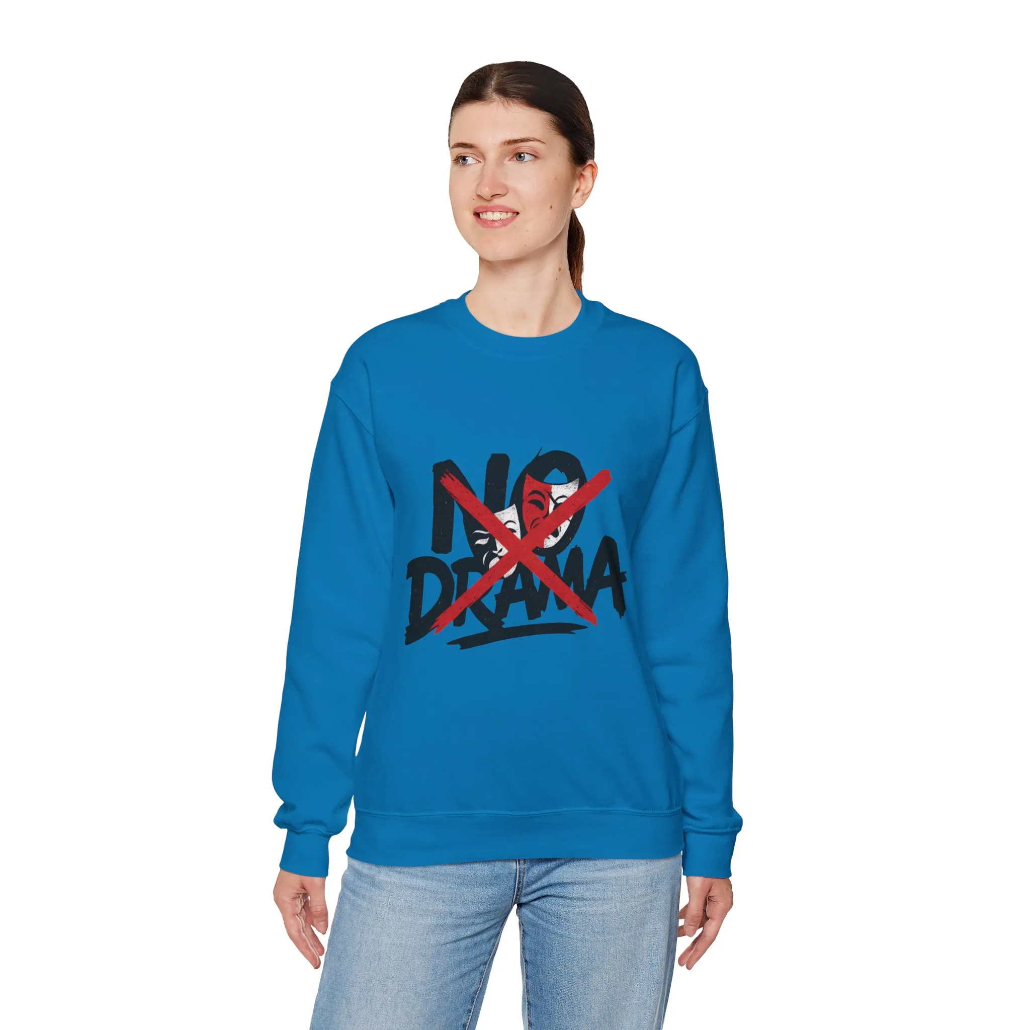 No Drama Crewneck Womens Sweatshirt, Cozy Sweatshirt, Relaxed Fit Pullover, Casual Gift for Friends, Everyday Comfort Apparel - Image 15