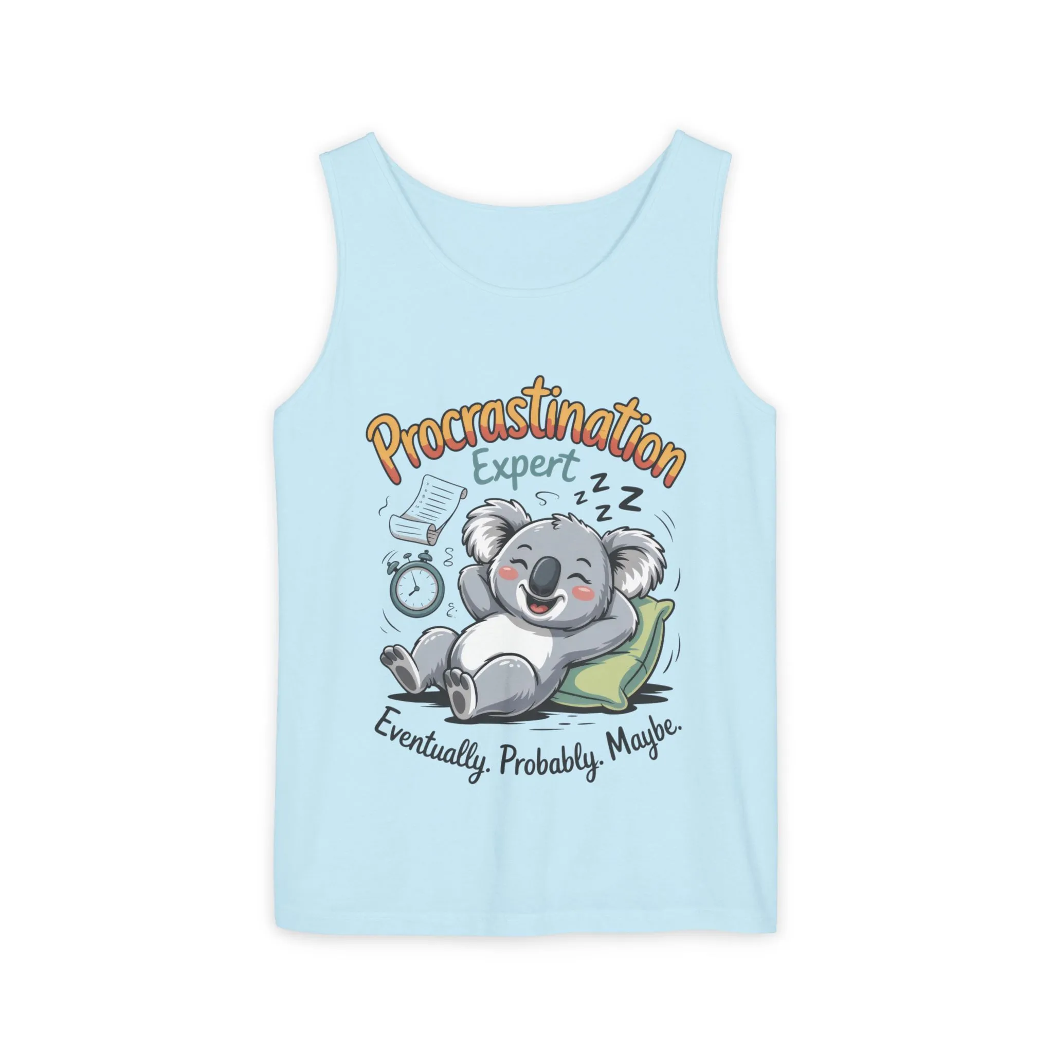 Procrastination Expert Tank Top, Funny Gift for Lazy Days, Relaxed Fit Tee, Casual Summer Wear, Koala Graphic Top, Motivational Apparel - Image 25