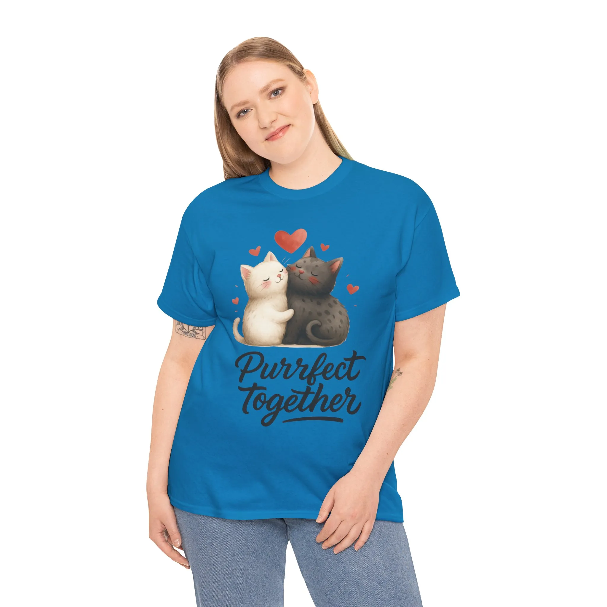 Purrfect Together Cat Tee, Cute Cat Lovers Gift, Funny Animal T-Shirt, Unisex Cotton Graphic Tee, Perfect for Valentine's Day, Pet [...] - Image 36