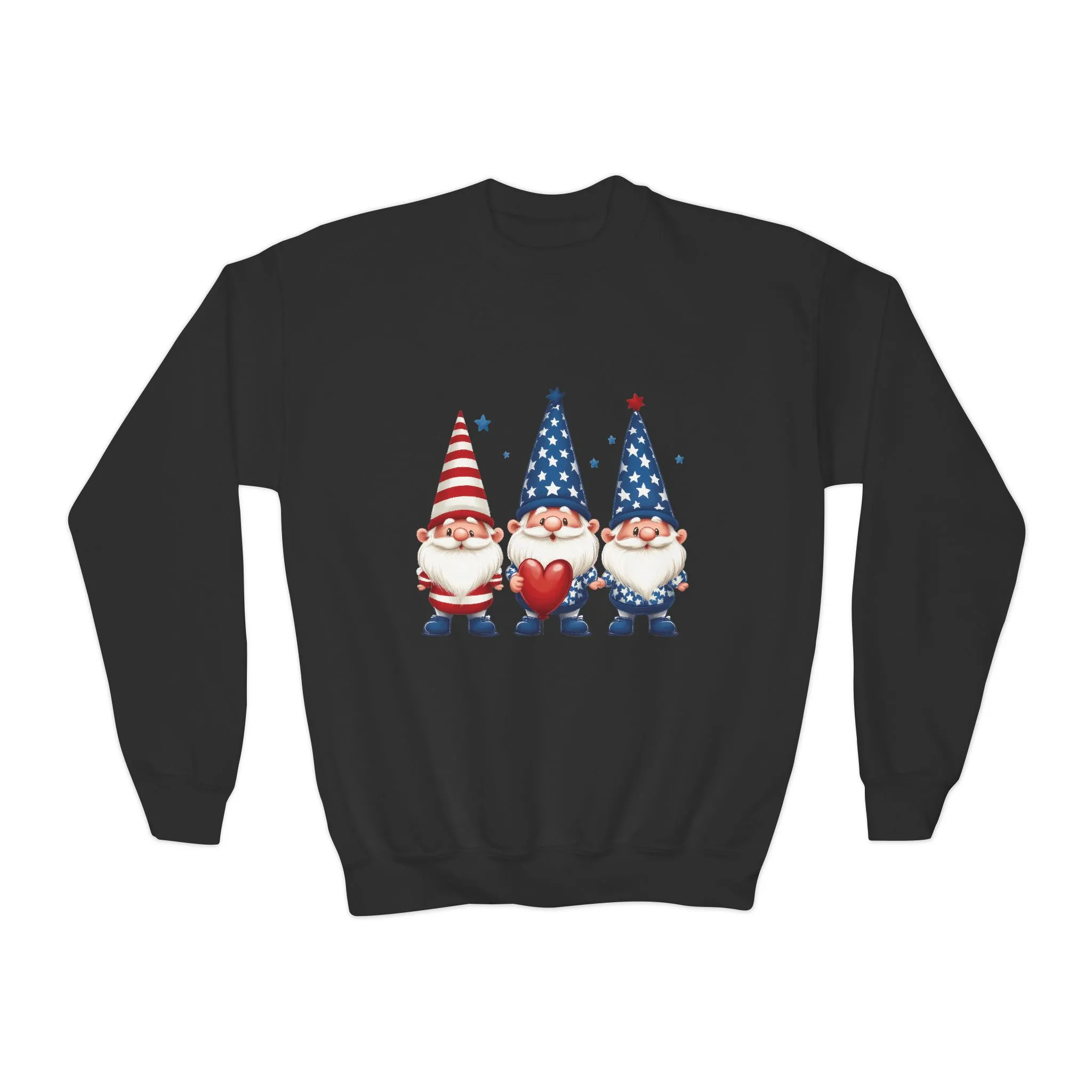 Patriotic Gnome Youth Crewneck Sweatshirt, 4th of July Sweatshirt, Cute Gnome Pullover, Summer Camp Outfit, Kids Holiday Apparel - Image 13