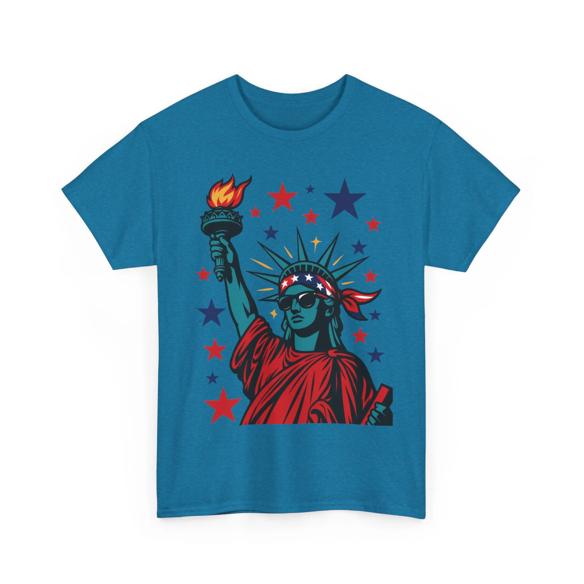 Lady Liberty Pop Art T-Shirt, Patriotic 4th of July Womens Tee, Retro USA Bandana Statue Shirt - Image 34