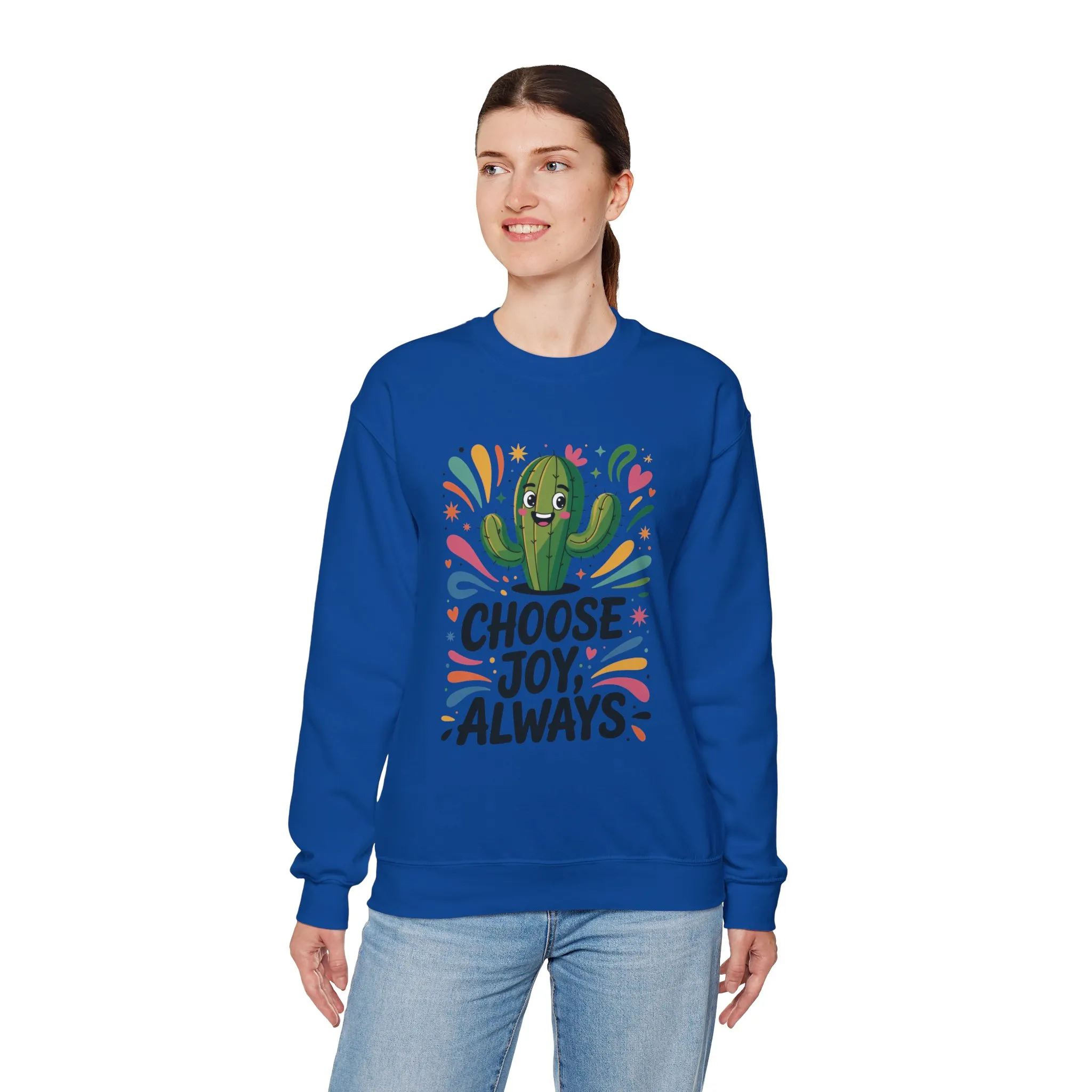 Joyful Cactus Sweatshirt: Choose Joy Always, Cozy Gift for Friends, Womens Casual Wear, Perfect for Celebrations and Everyday Comfort - Image 24