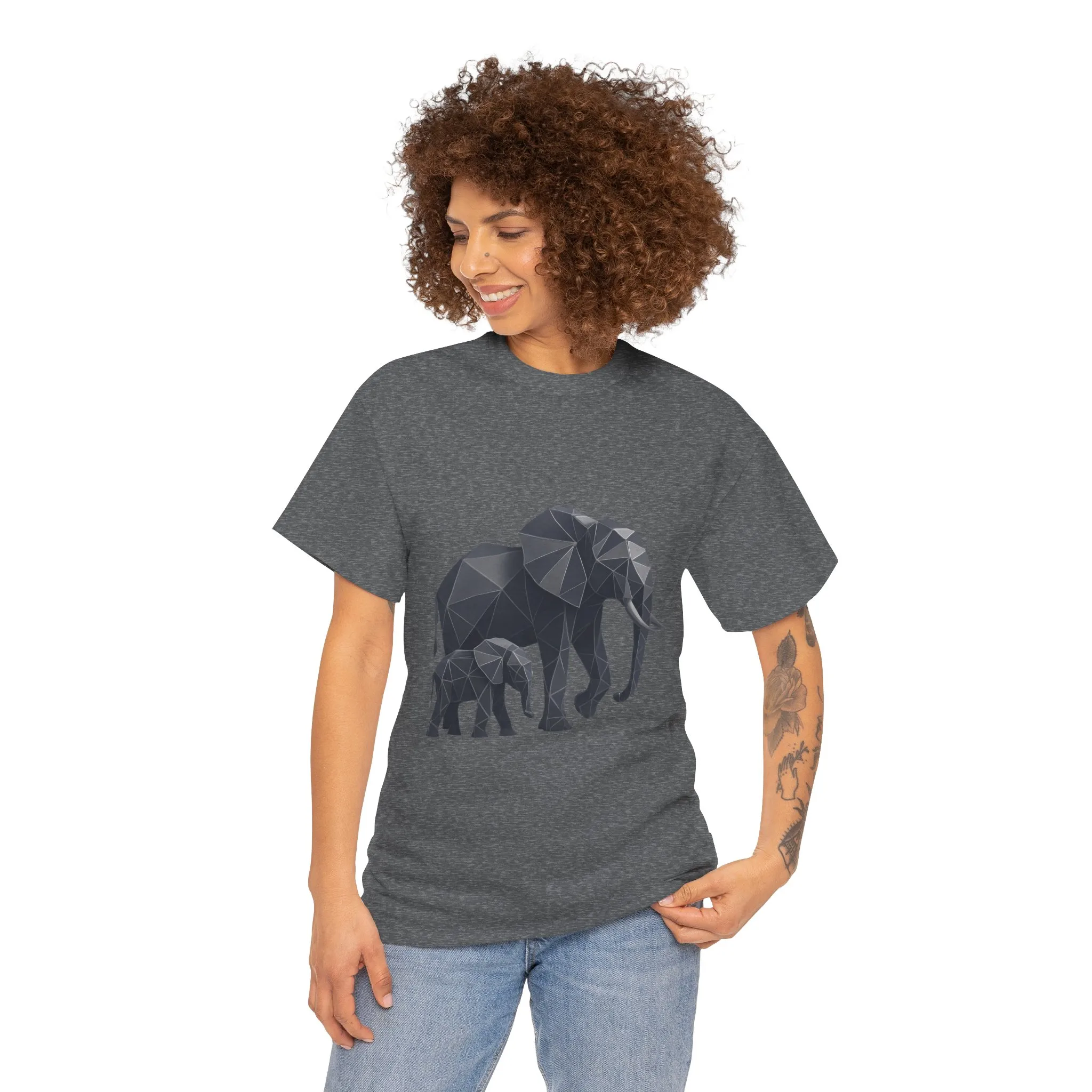 Geometric Elephant Tee - Minimalist Art Shirt, Nature Lover Gift, Animal Print T-Shirt, Unisex Cotton Tee, Eco-Friendly Wear - Image 14