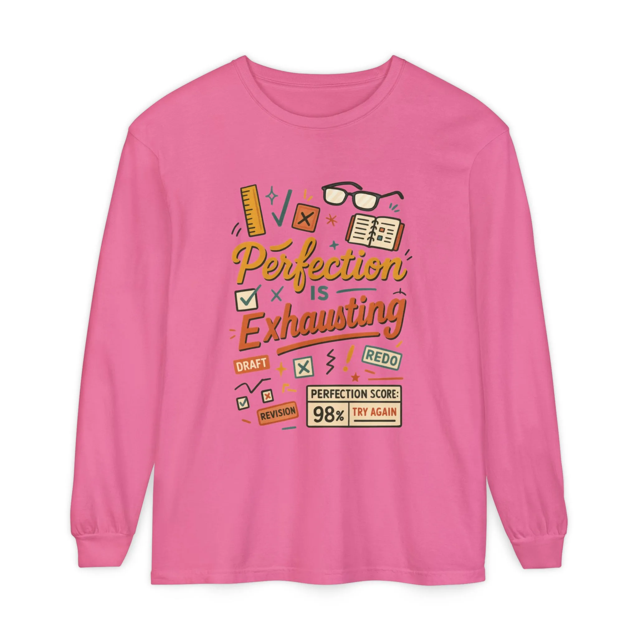 Stress Relief Long Sleeve Tee, Perfect for Perfectionists, Humorous Gift, Back-to-School, Gift for Graduates, Motivational Apparel - Image 24