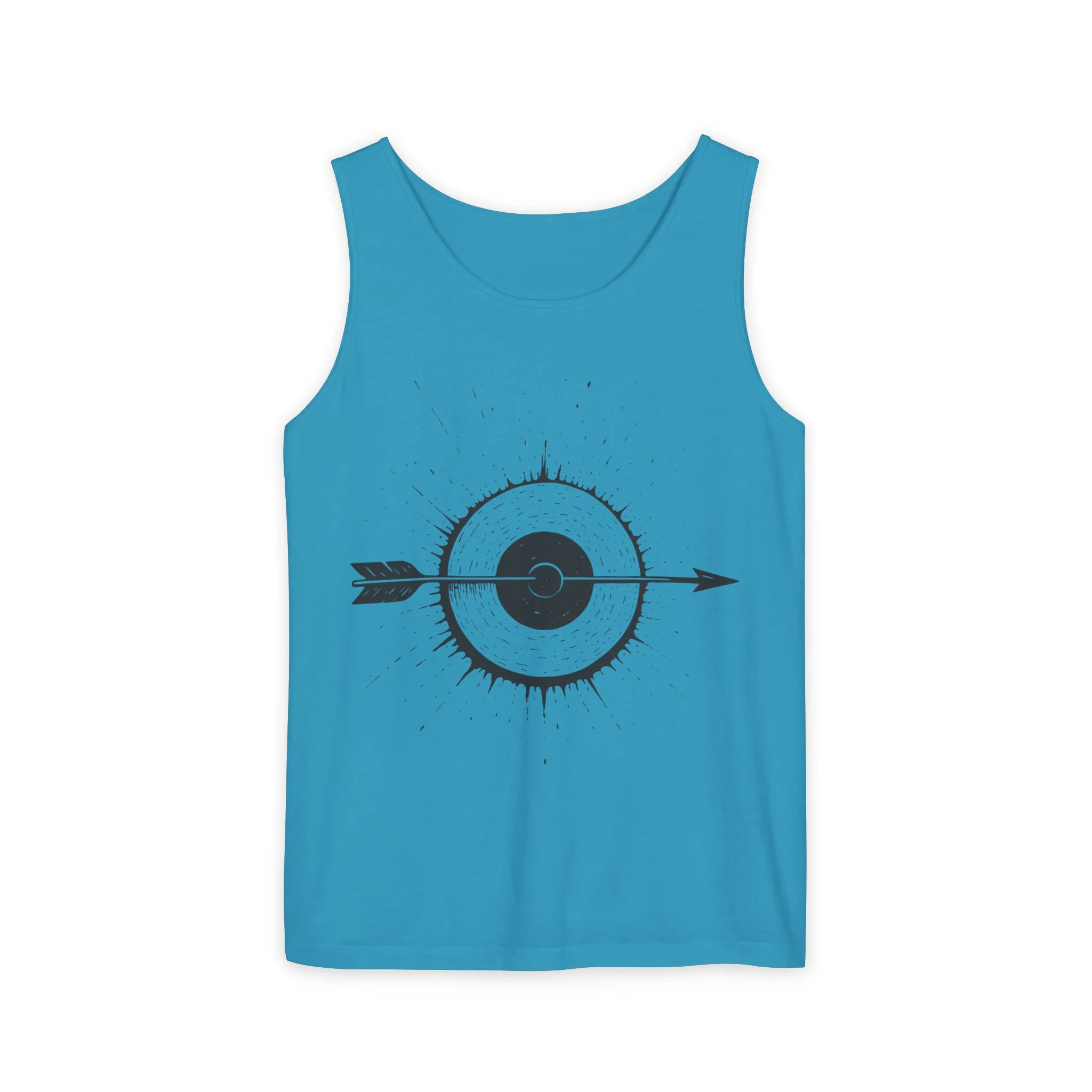 Mens Garment-Dyed Tank Top with Target Arrow Design, Casual Wear, Summer Essentials, Gym Wear, Gifts for Archery Lovers - Image 16