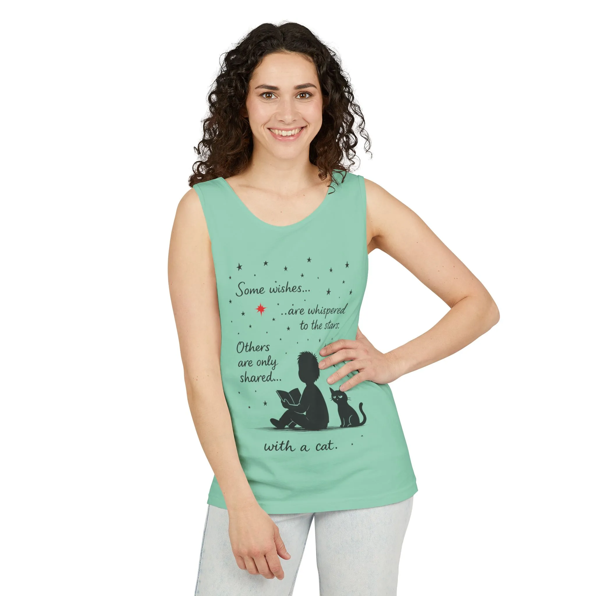Whimsical Cat Lover's Tank Top, Inspirational Quote Top, Womens Garment-Dyed Summer Shirt, Gifts for Cat Moms, Casual Wear, Pet [...] - Image 12