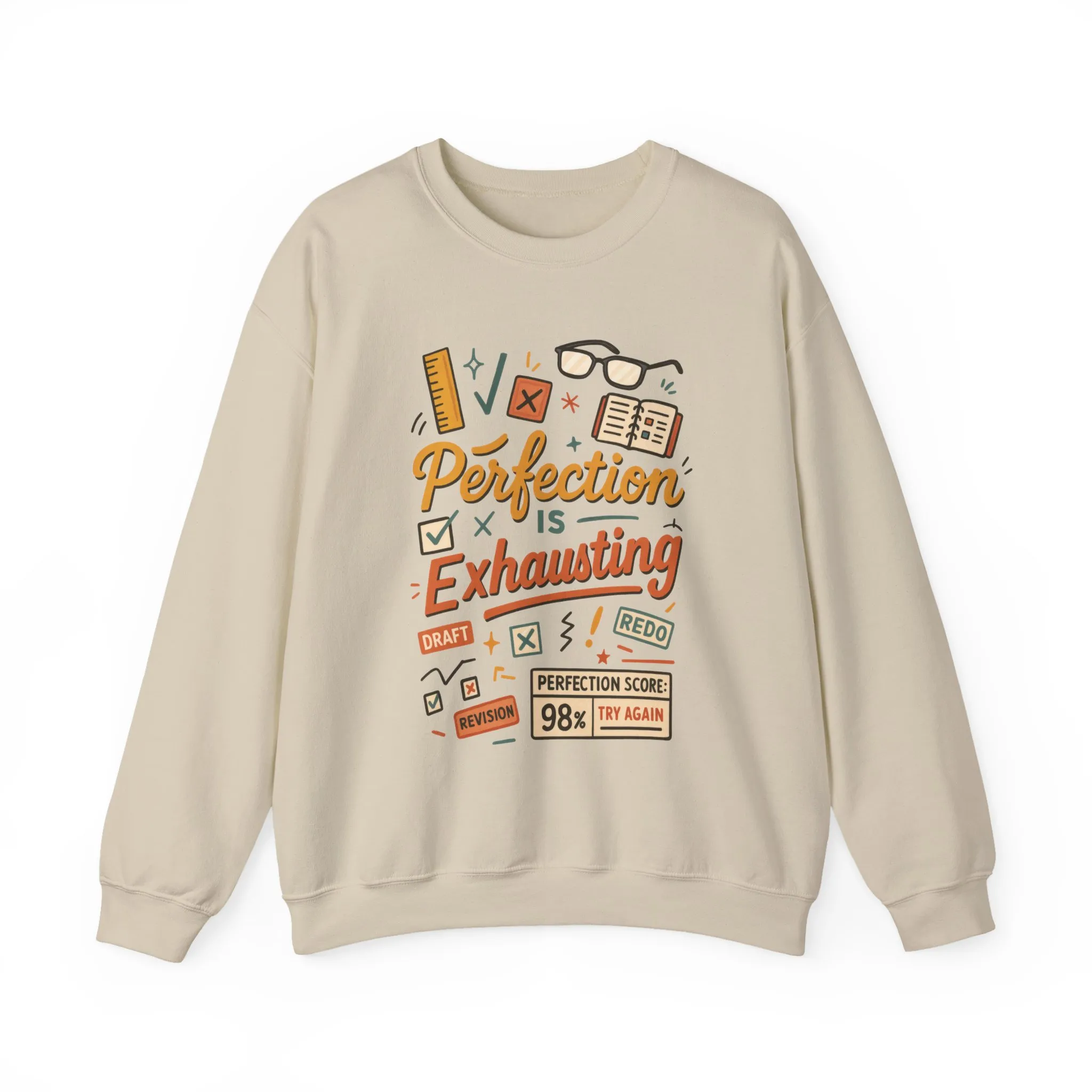 Exhausting Perfection Crewneck Sweatshirt, Funny Gift for Students, Cozy Unisex Sweater, Gift for Graduates, Motivational Apparel - Image 9