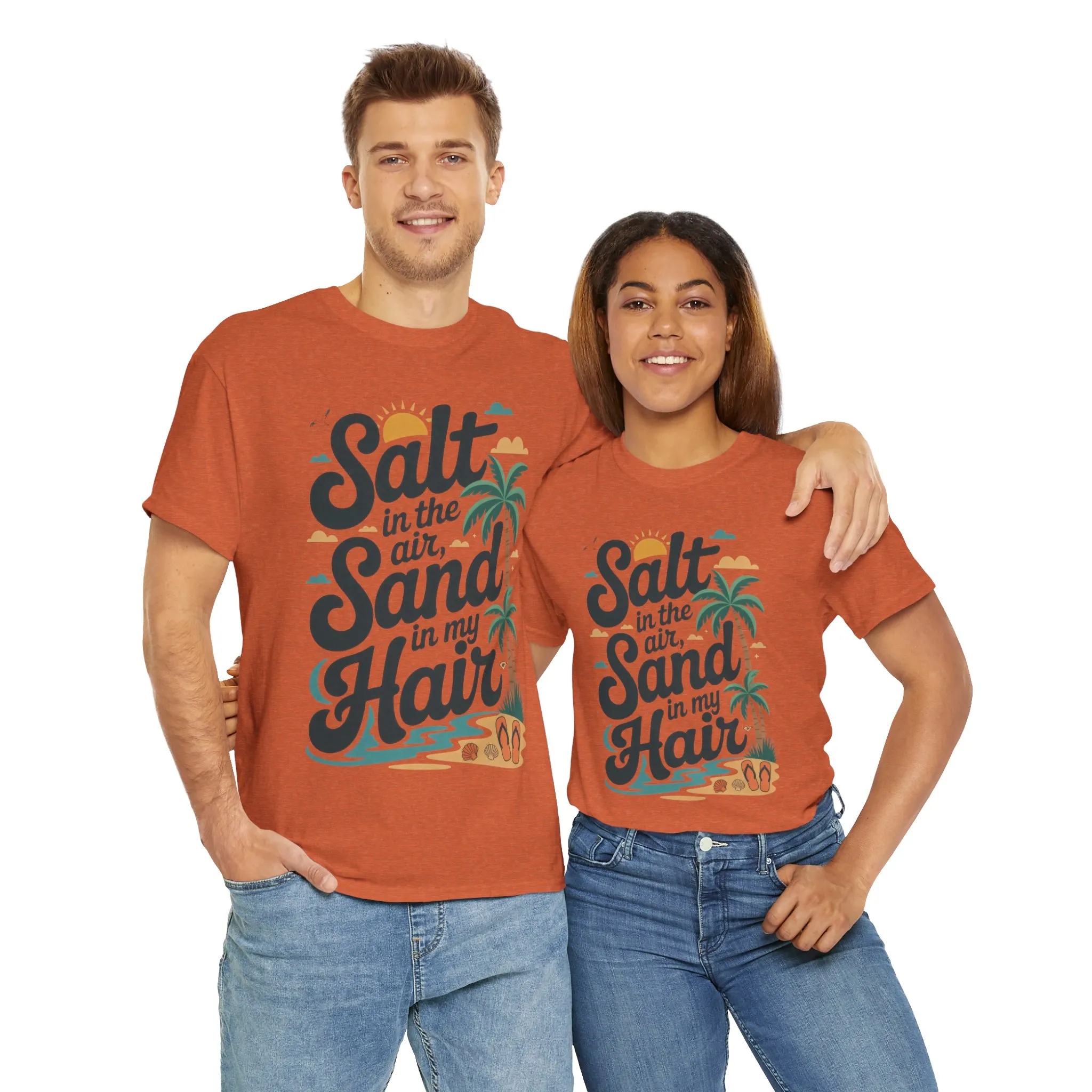 Salt in the Air Sand in My Hair Shirt, Beach Summer Vibes Graphic T-Shirt, Tropical Ocean Palm Design, Ocean-Themed Shirt, Gift Beach Lovers - Image 17