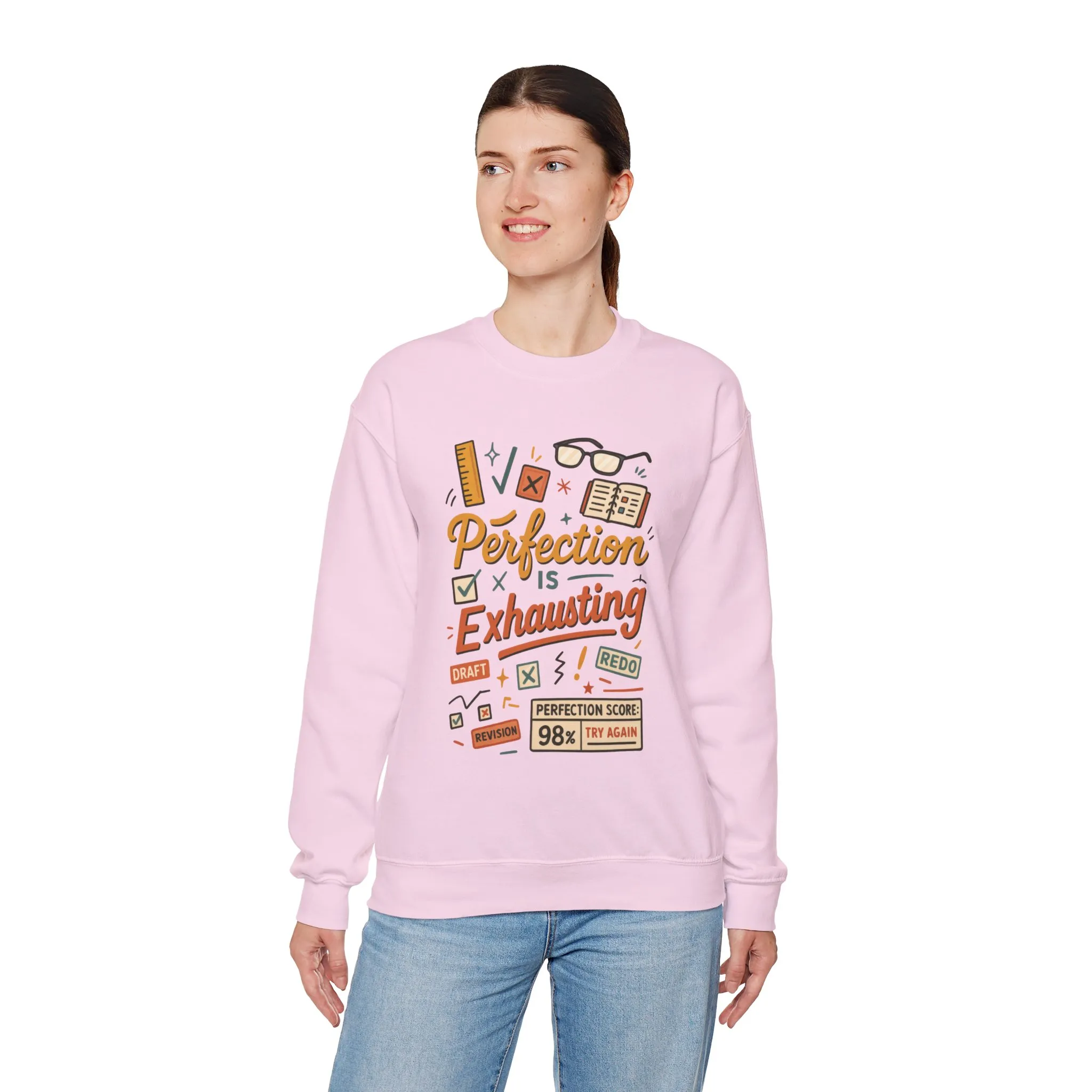 Exhausting Perfection Crewneck Sweatshirt, Funny Gift for Students, Cozy Unisex Sweater, Gift for Graduates, Motivational Apparel - Image 32