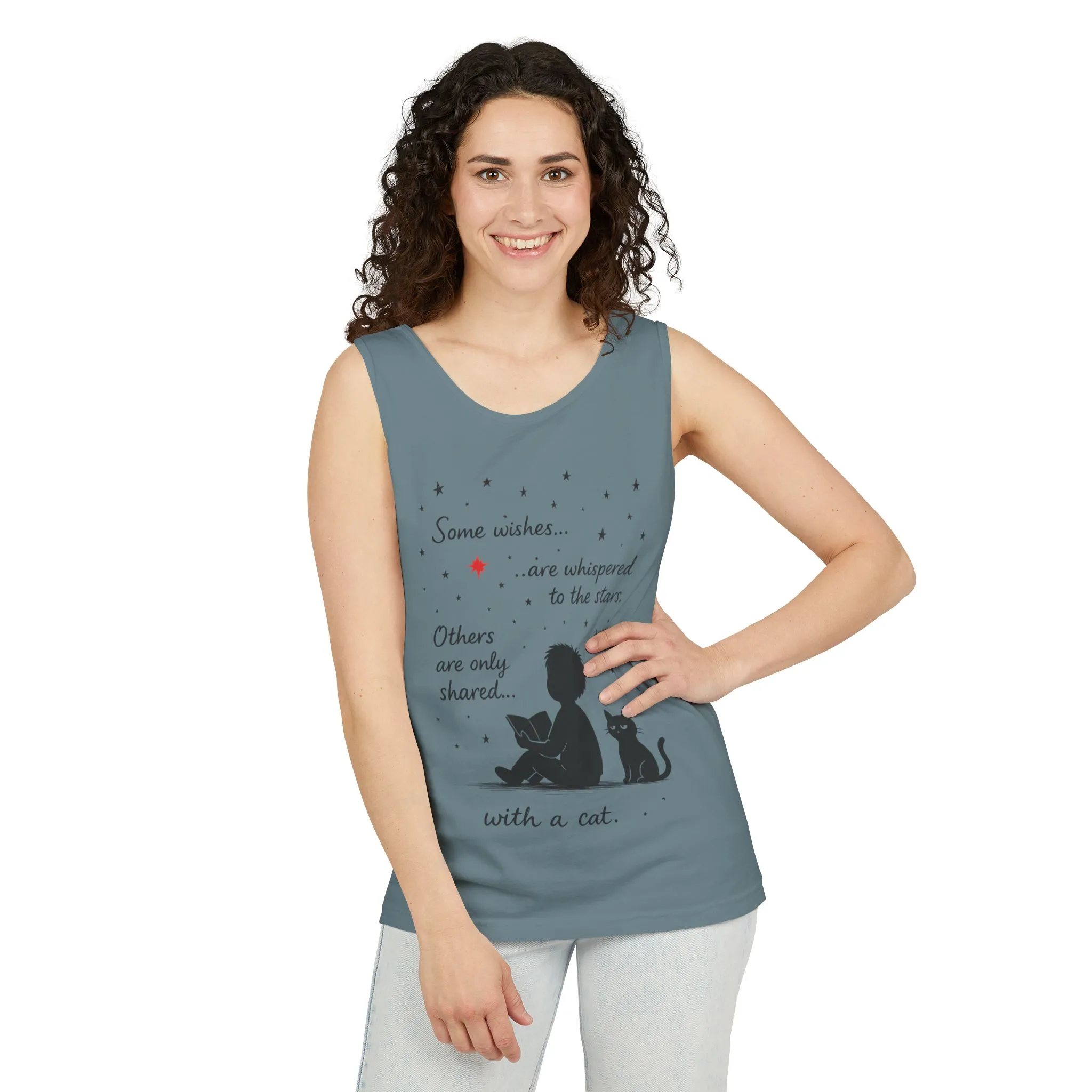 Whimsical Cat Lover's Tank Top, Inspirational Quote Top, Womens Garment-Dyed Summer Shirt, Gifts for Cat Moms, Casual Wear, Pet [...] - Image 24