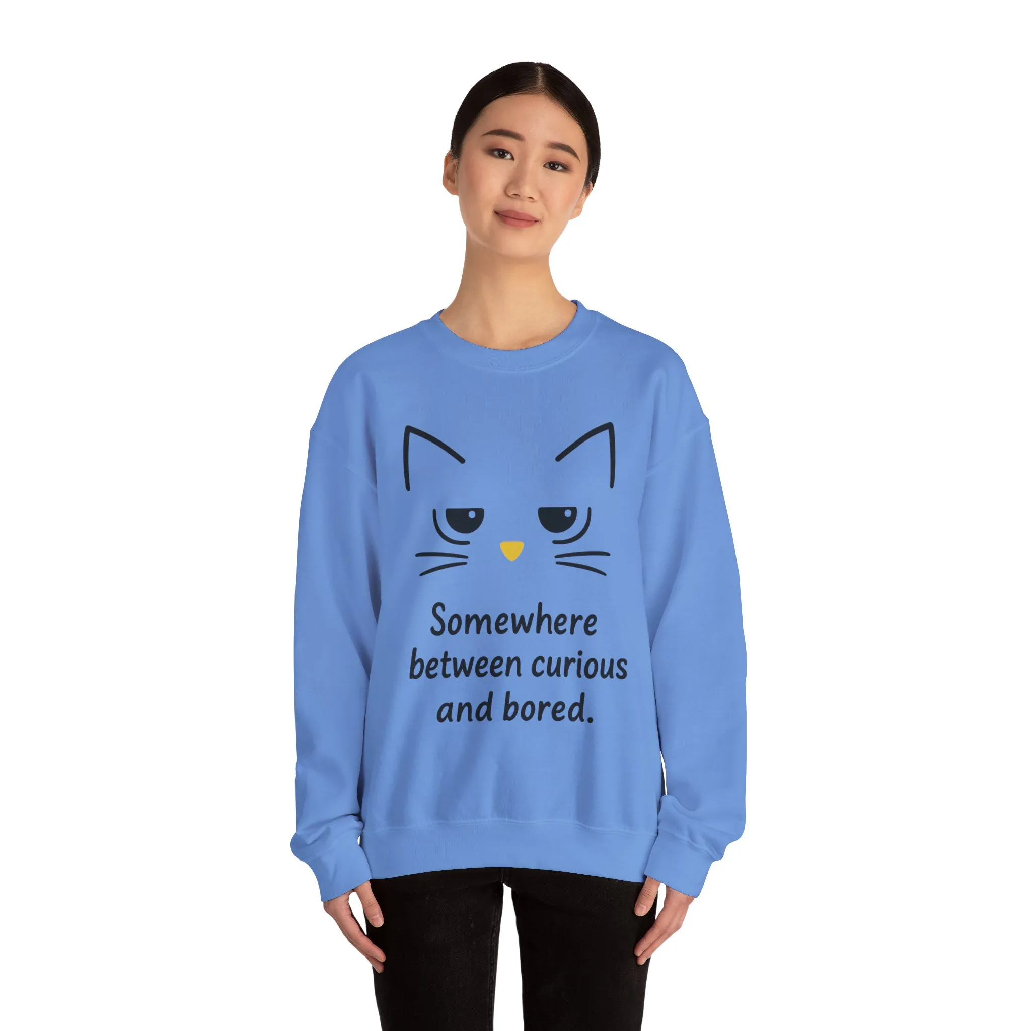 Whimsical Cat Crewneck Womens Sweatshirt, Cozy Relaxed Wear, Perfect Gift for Cat Lovers, Casual Everyday Style