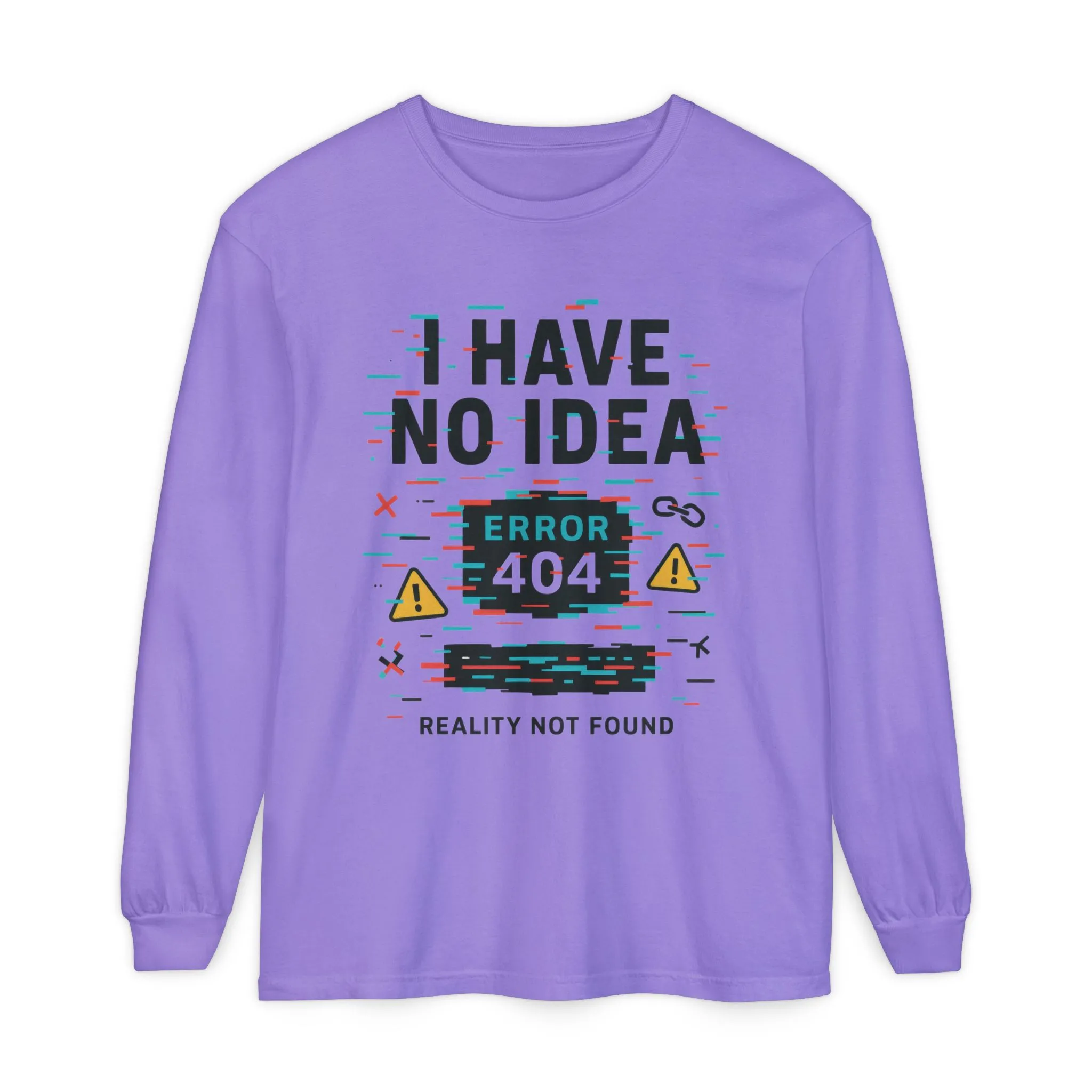 Unisex Long Sleeve T-Shirt, Funny Error 404 Graphic Tee, Internet Humor, Geeky Apparel, Quirky Humor Shirt, Gift for Tech Lovers - Image 44