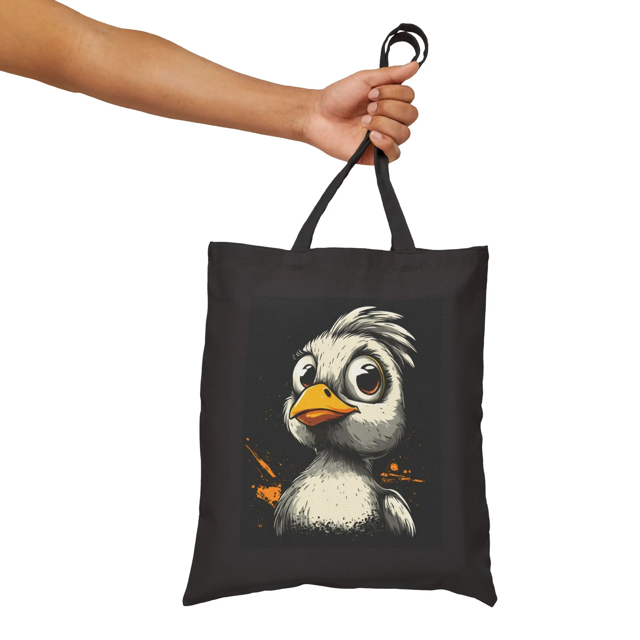 Cool Cartoon Bird Tote Bag, Funny Grumpy Duck Character Street Art Style, Bold Graphic Animal Print Canvas Bag, Cute Bird Art - Image 11