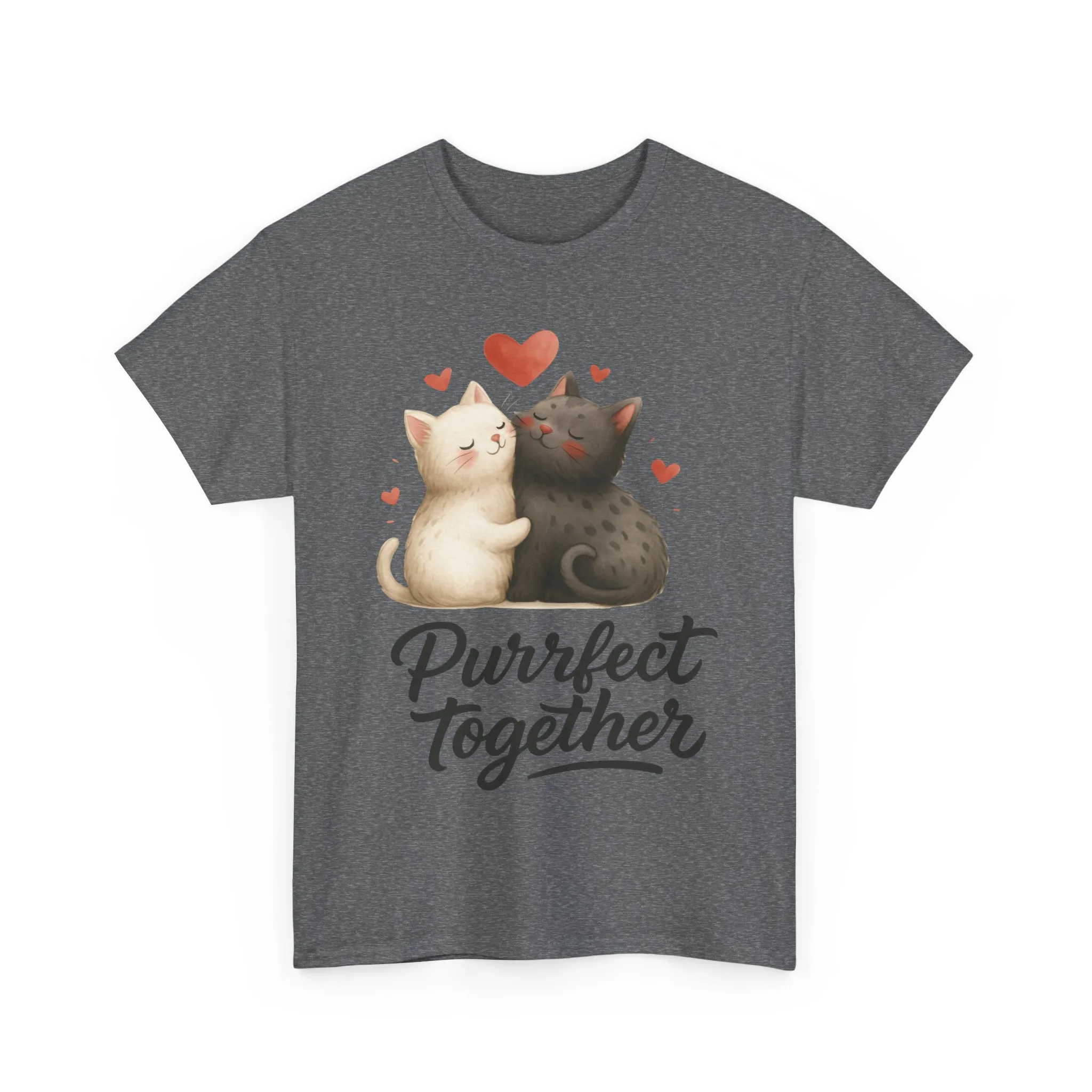 Purrfect Together Cat Tee, Cute Cat Lovers Gift, Funny Animal T-Shirt, Unisex Cotton Graphic Tee, Perfect for Valentine's Day, Pet [...] - Image 10