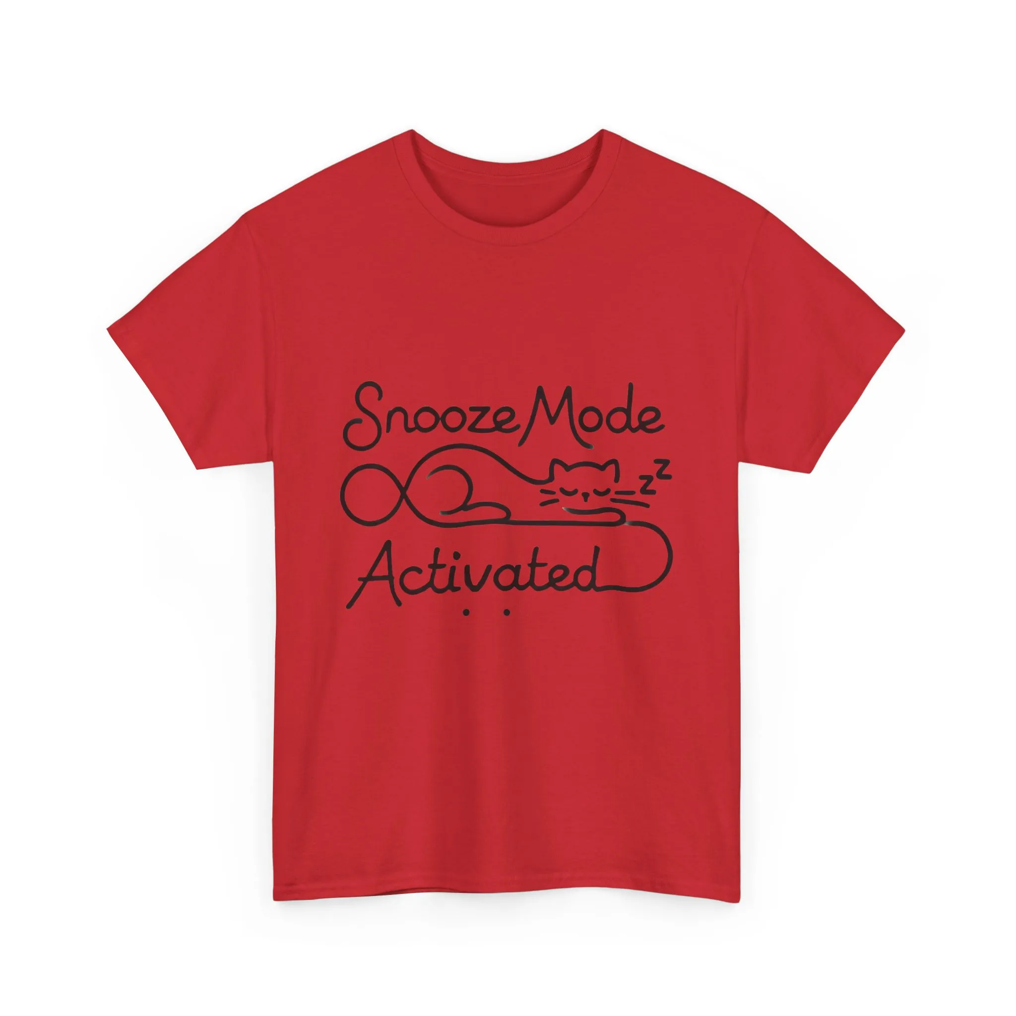 Cotton T-Shirt for Cat Lovers, Funny Sleeping Cat Tee, Lazy Mood Graphic, Women's Heavy Cotton T-Shirt Gift for Cat Lovers - Image 28