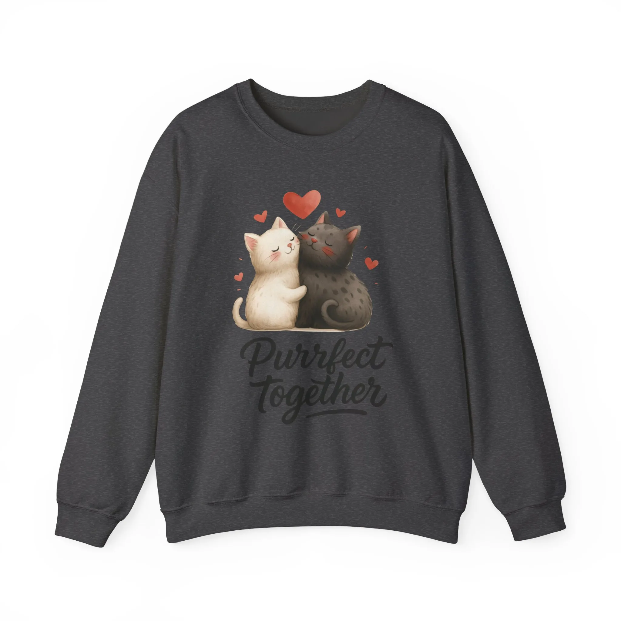 Cute Cat Couple Womens Sweatshirt, Purrfect Together Sweater, Gift for Cat Lovers, Cozy Crewneck for Valentine's Day, Animal Lover Apparel - Image 10