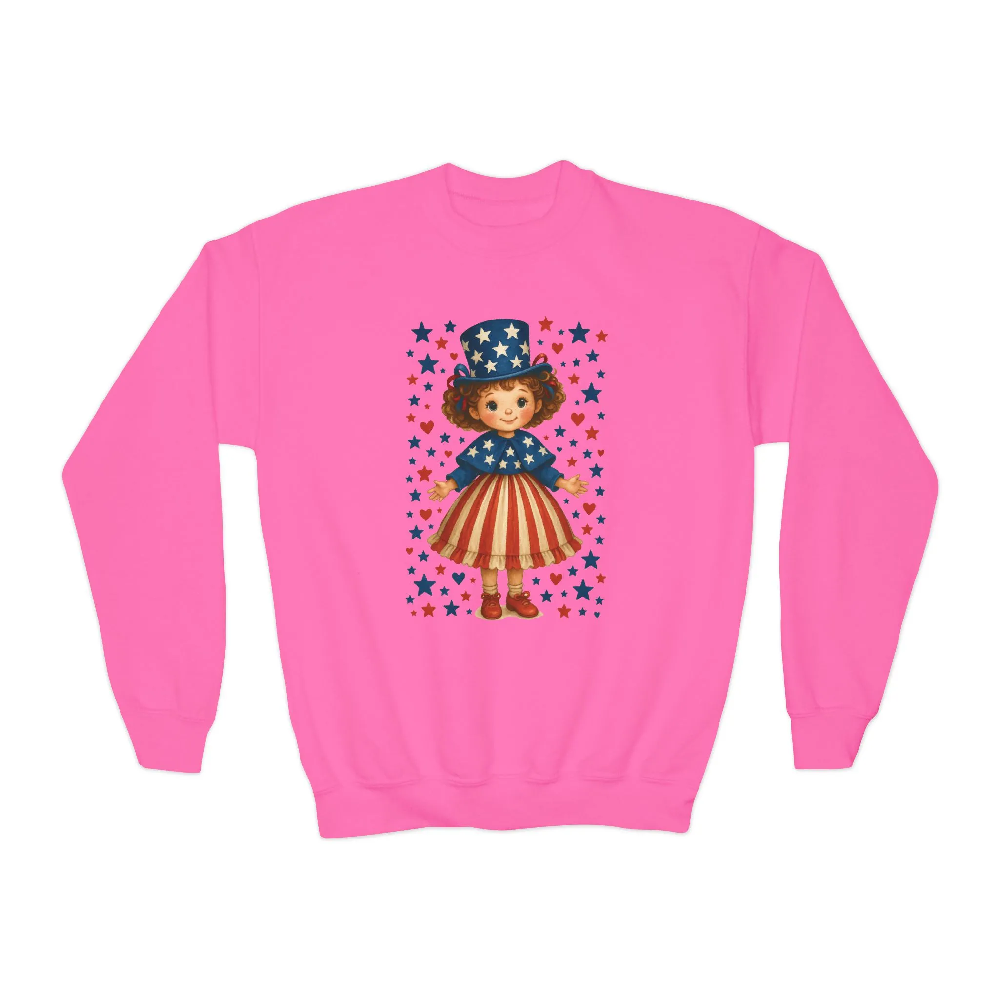 Youth Patriotic Crewneck Sweatshirt, Kids American Flag Sweatshirt, 4th of July, Independence Day Gift, Stars and Stripes - Image 9