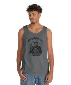 Mens Dark Humor Graphic Tank Top, Not Dead Inside, Funny Graphic Tee, Gifts for Him, Halloween, Occasions, Funny Skeleton Tee