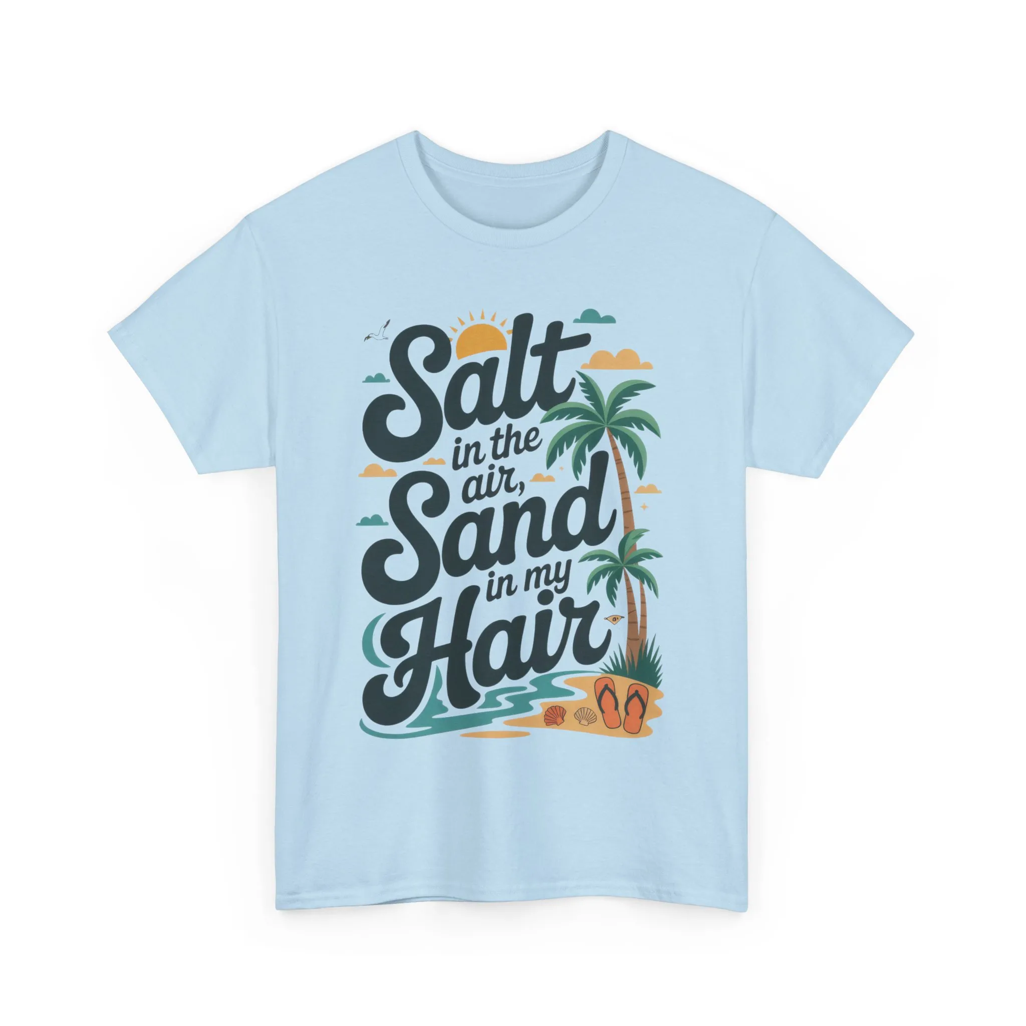 Salt in the Air Sand in My Hair Shirt, Beach Summer Vibes Graphic T-Shirt, Tropical Ocean Palm Design, Ocean-Themed Shirt, Gift Beach Lovers - Image 31