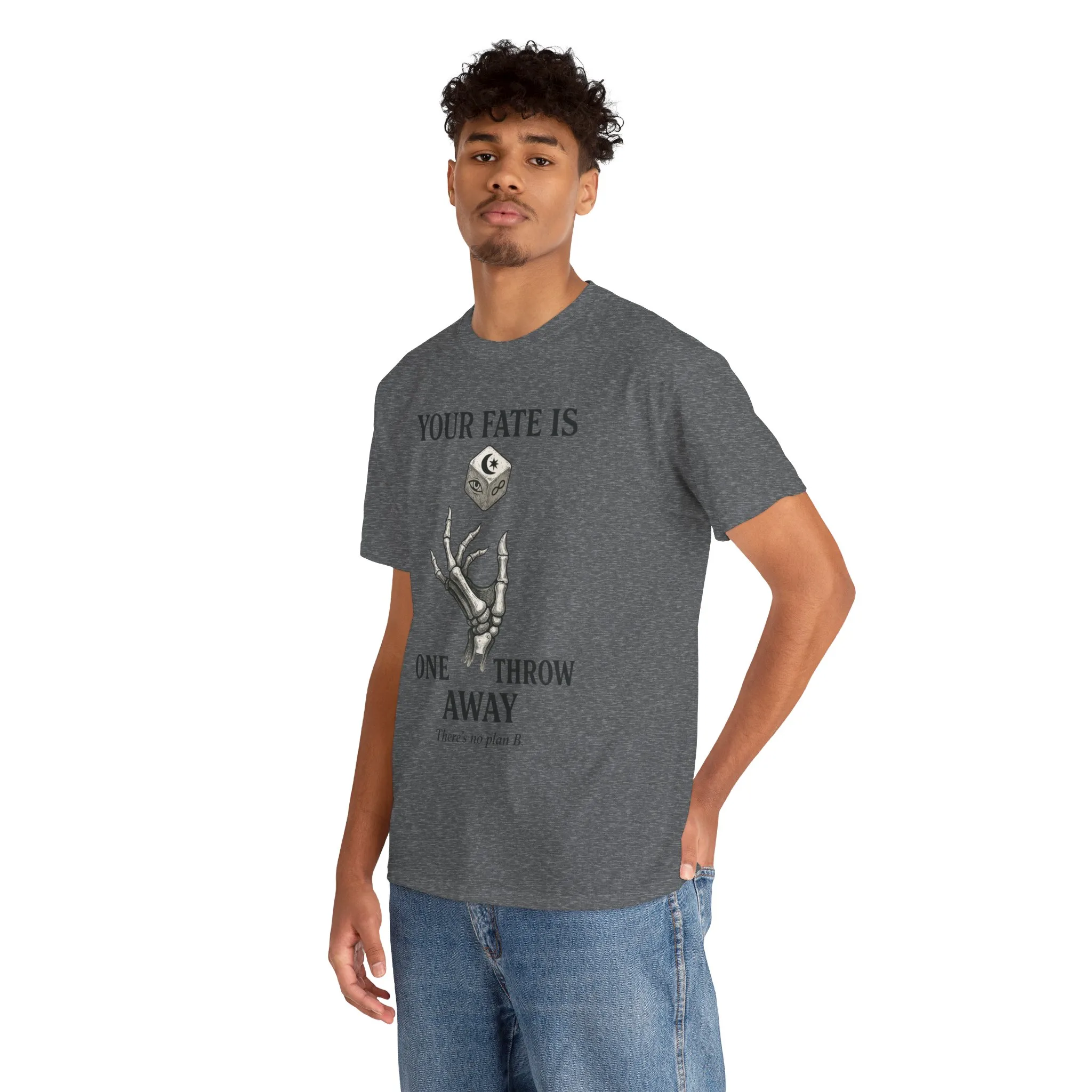 Your Fate Mens Heavy Cotton Tee, Skeleton Dice Graphic T-Shirt, Trendy Gift for Gamers, Gambling Tee, Unique Quote Apparel - Image 14