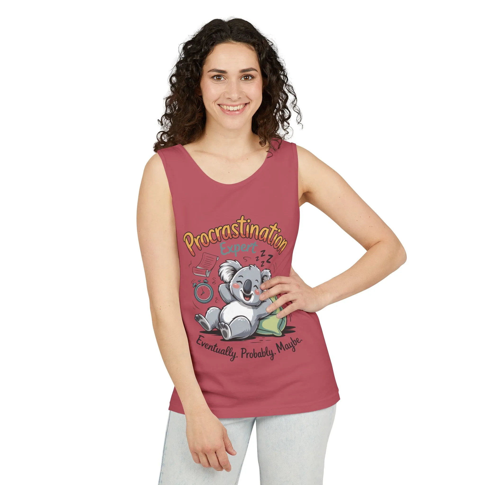 Procrastination Expert Tank Top, Funny Gift for Lazy Days, Relaxed Fit Tee, Casual Summer Wear, Koala Graphic Top, Motivational Apparel - Image 18
