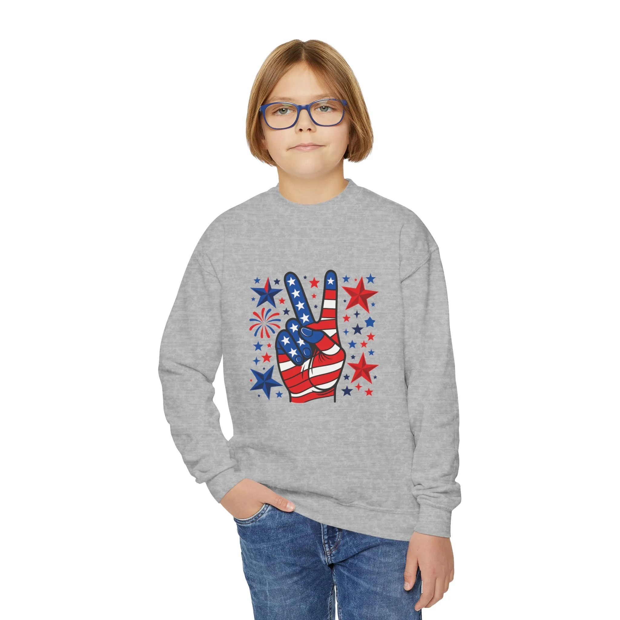 Patriotic Youth Crewneck Sweatshirt - Perfect for Independence Day, Camp, Summer Celebrations, School Spirit, and Everyday Comfort - Image 2
