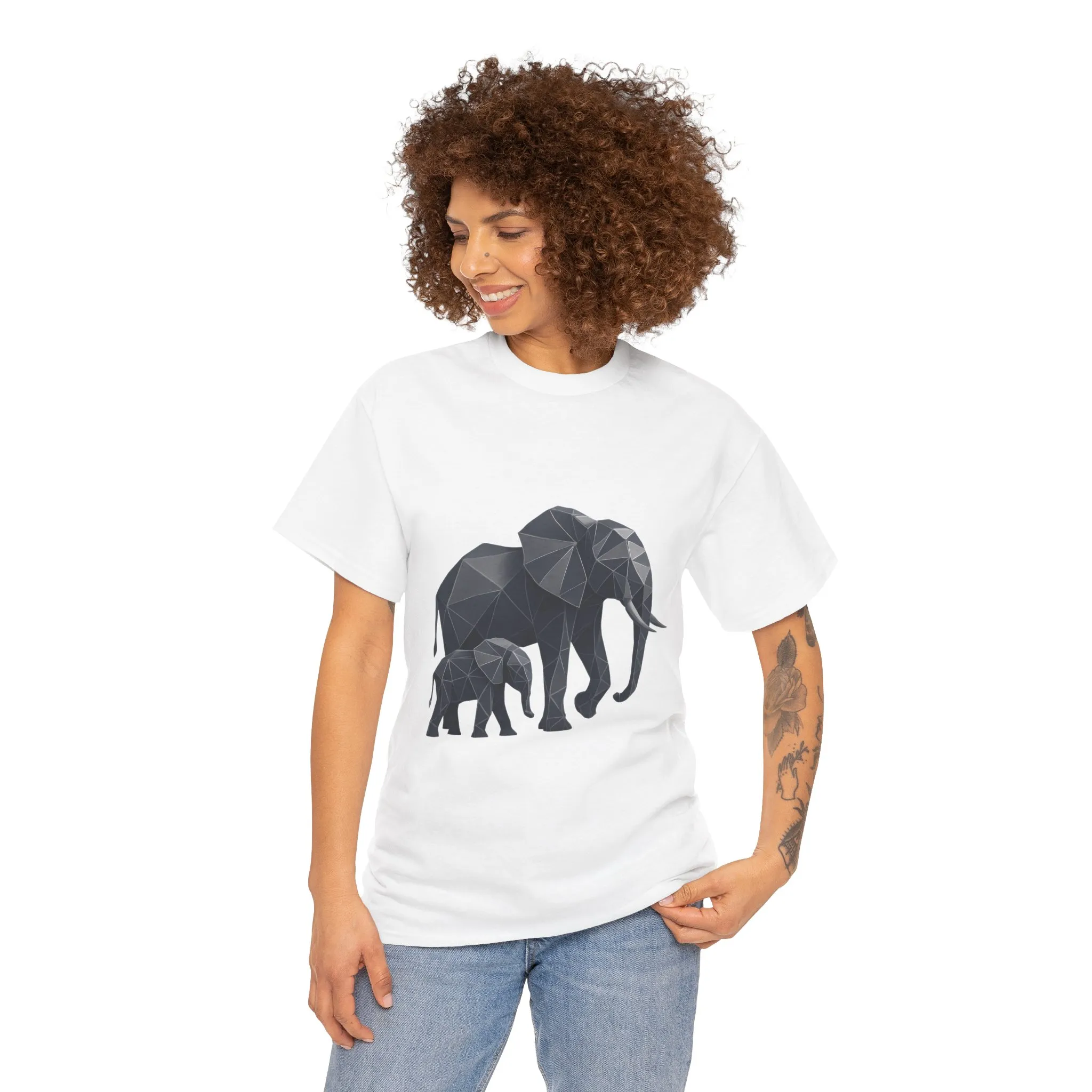 Geometric Elephant Tee - Minimalist Art Shirt, Nature Lover Gift, Animal Print T-Shirt, Unisex Cotton Tee, Eco-Friendly Wear - Image 5