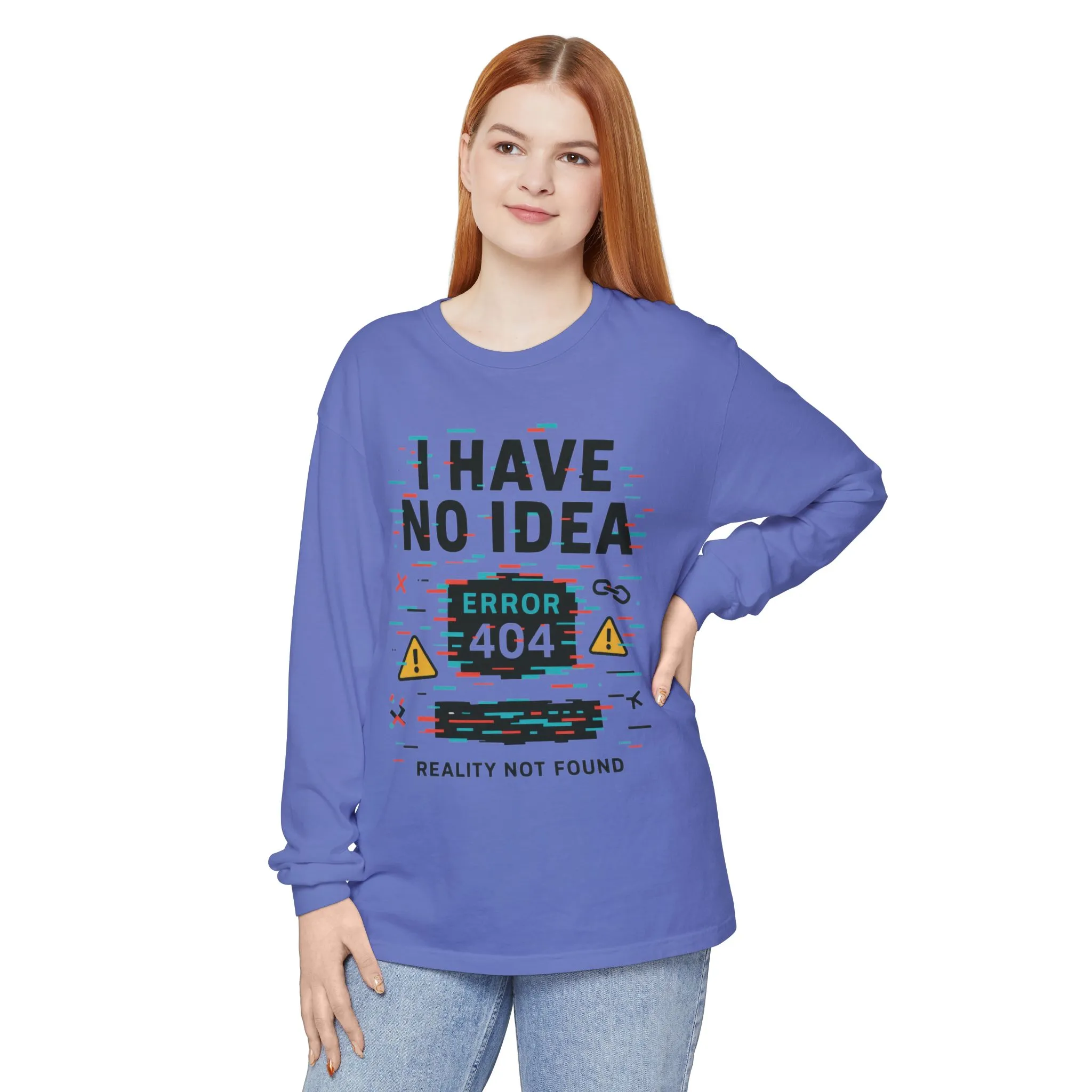 Unisex Long Sleeve T-Shirt, Funny Error 404 Graphic Tee, Internet Humor, Geeky Apparel, Quirky Humor Shirt, Gift for Tech Lovers - Image 15