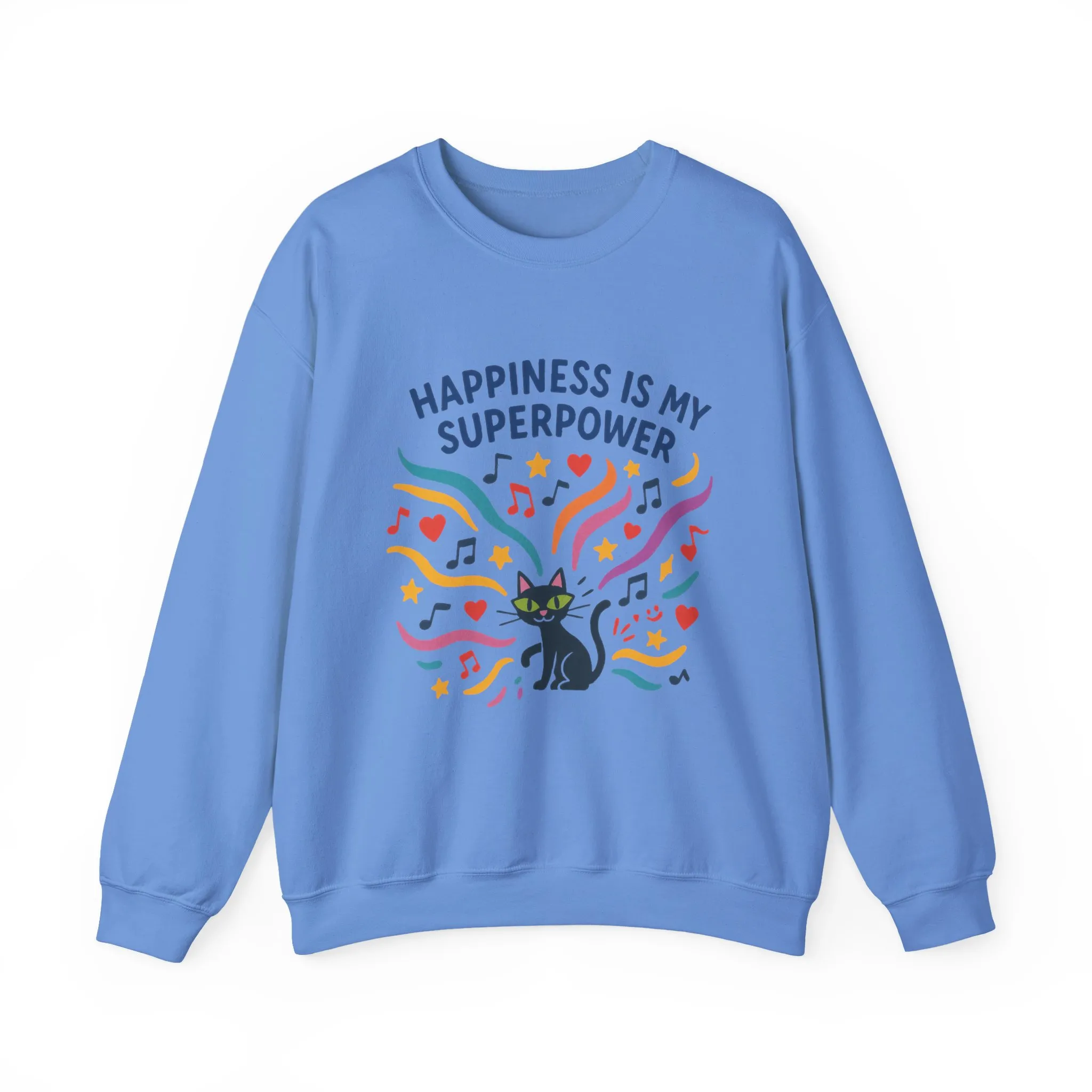 Playful Cat Crewneck Sweatshirt, Happiness is My Superpower, Cozy Sweatshirt, Gift for Cat Lovers, Fun Casual Style, Unique Animal Design - Image 16