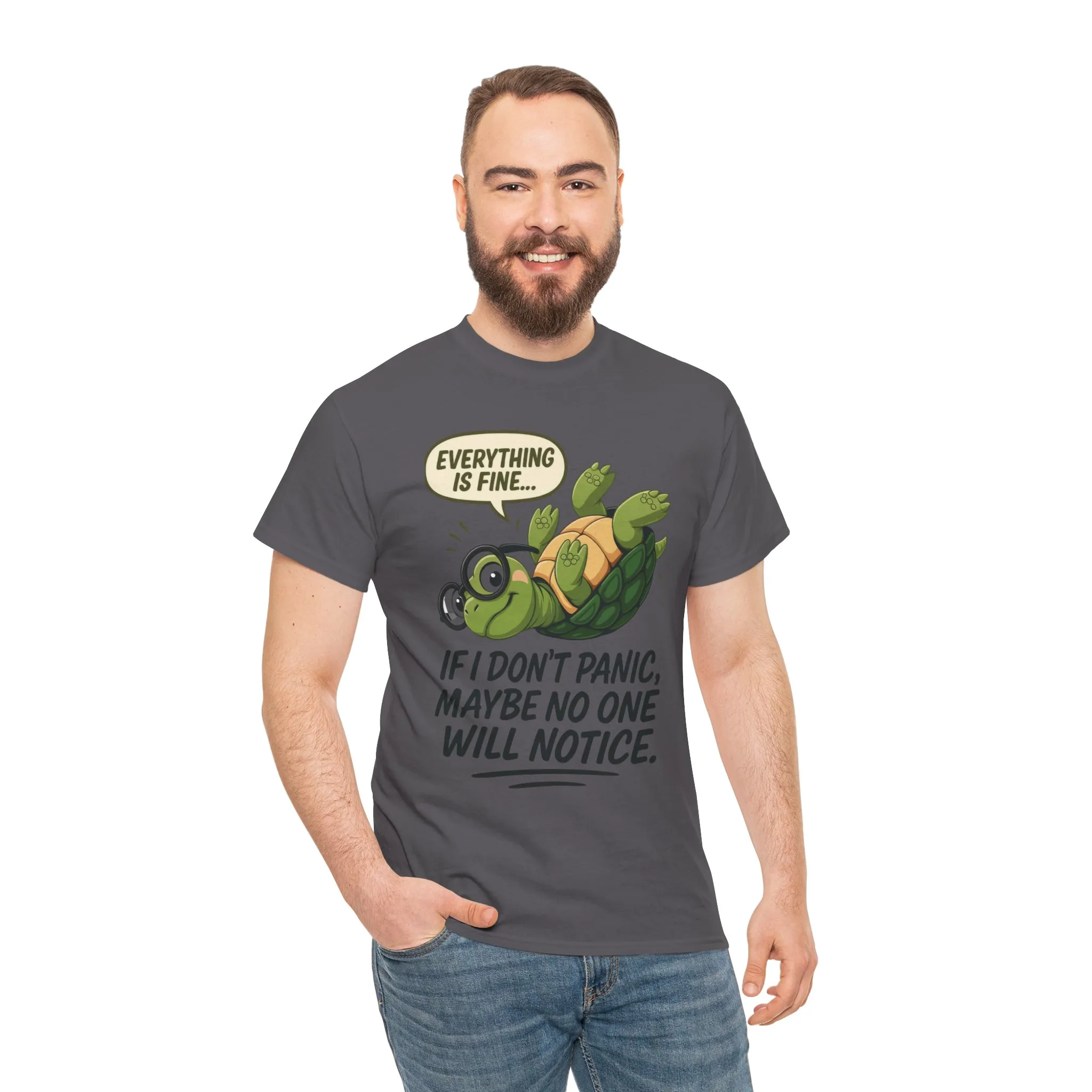 Everything is Fine Turtle Tee, Funny Unisex Cotton Tee, Cute Animal Shirt, Social Anxiety Joke, Great for Humor, Positive message t-shirt - Image 24