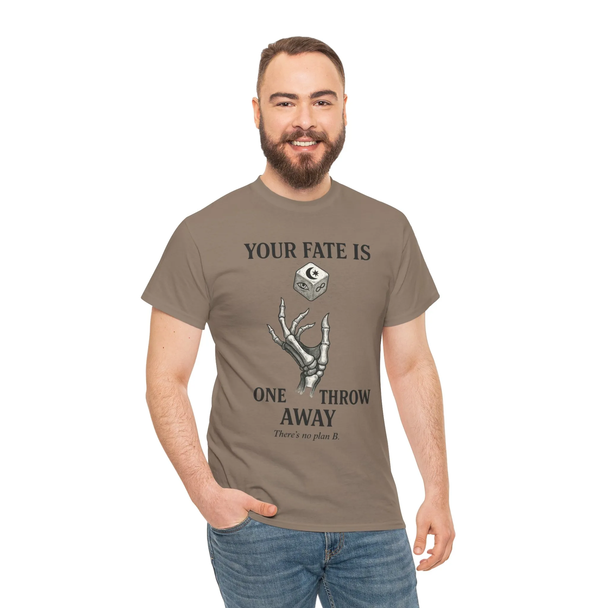 Your Fate Mens Heavy Cotton Tee, Skeleton Dice Graphic T-Shirt, Trendy Gift for Gamers, Gambling Tee, Unique Quote Apparel - Image 11