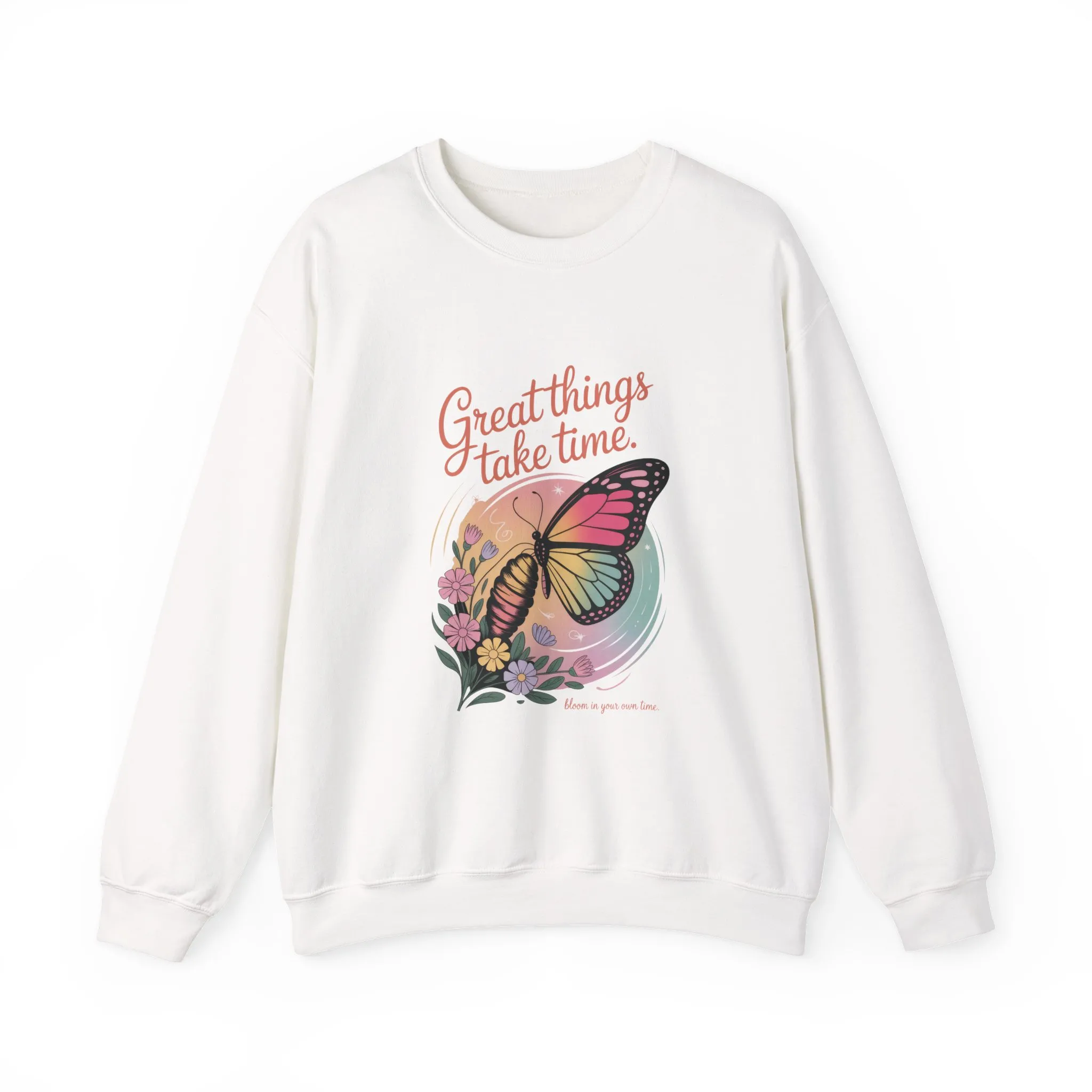 Inspirational Butterfly Sweatshirt - Great Things Take Time, Cozy Unisex Crewneck, Perfect Gift for Nature Lovers, Relaxed Style, [...] - Image 31