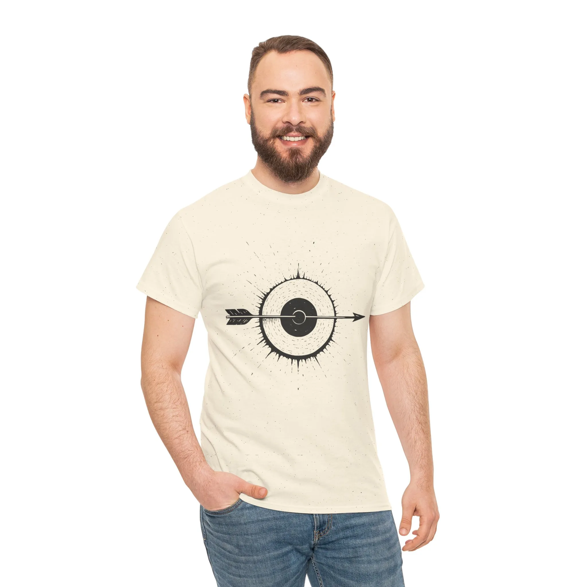 Artistic Arrow Graphic Unisex Cotton Tee, Motivational Shirt, Casual Wear, Gift for Him/Her, Trendy Fashion