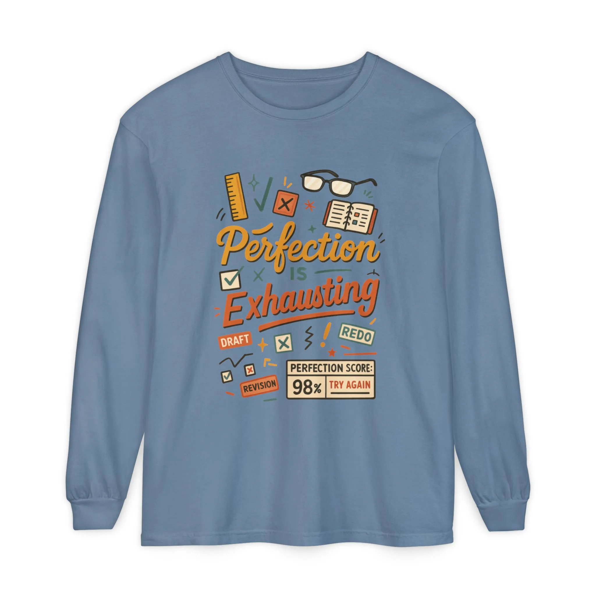 Stress Relief Long Sleeve Tee, Perfect for Perfectionists, Humorous Gift, Back-to-School, Gift for Graduates, Motivational Apparel - Image 12