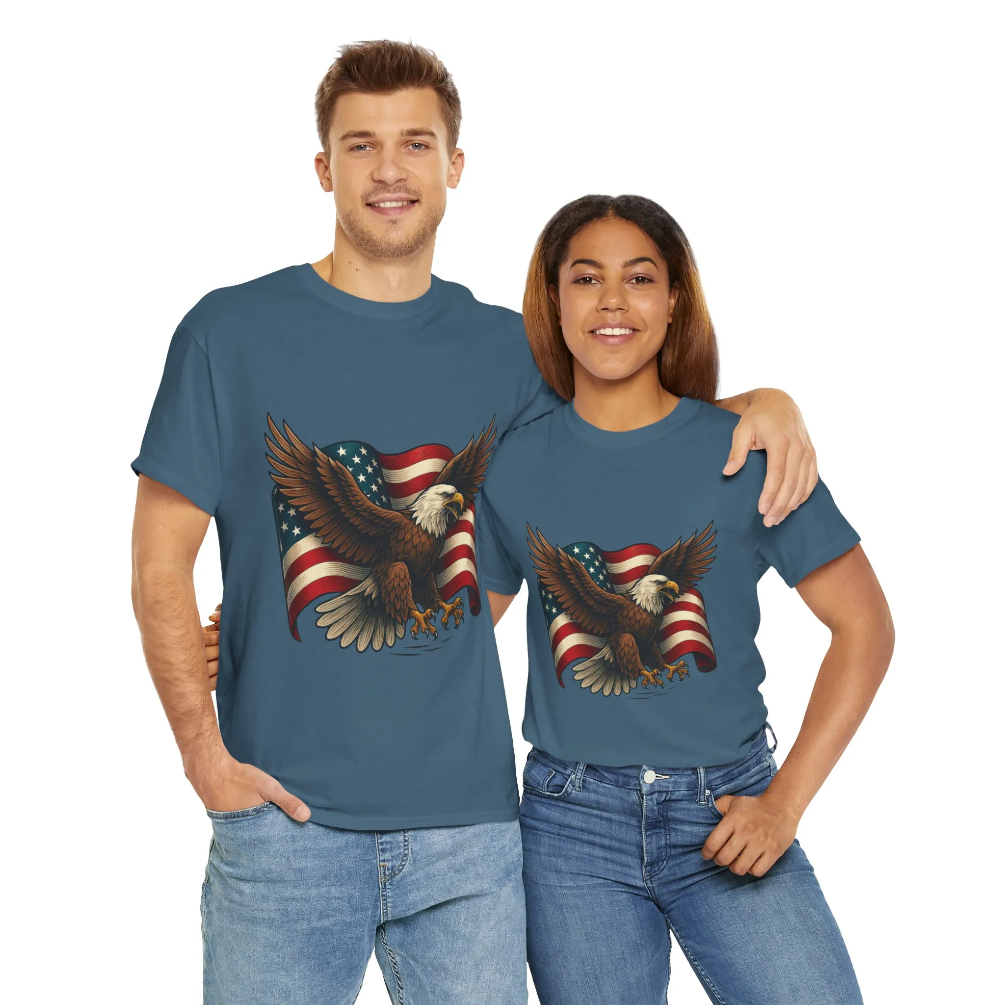 American Eagle Graphic Tee, Patriotic T-Shirt, Fourth of July Apparel, Eagle Love Shirt, Unisex Heavy Cotton Tee - Image 25