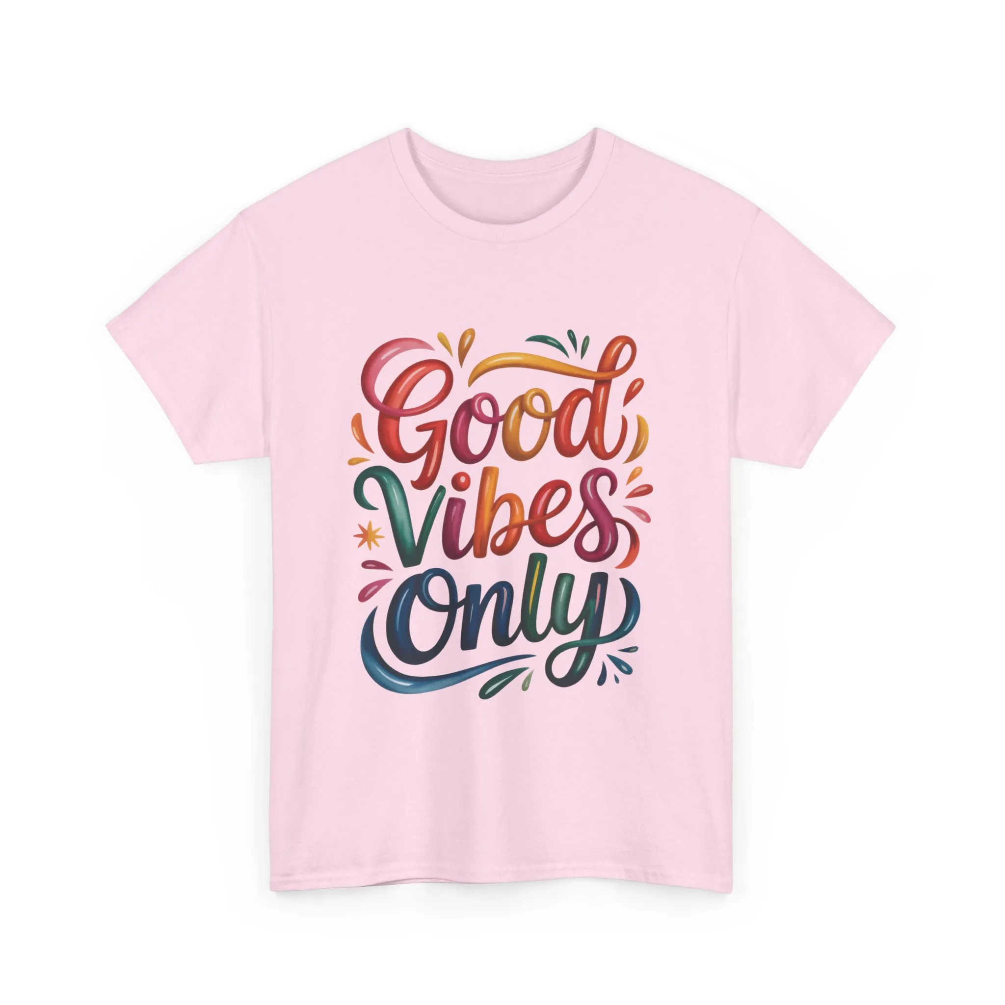 Good Vibes Only Womens Heavy Cotton Tee, Casual Wear, Gift for Friends, Relaxed Fit, Summer Style, Positive Affirmation Shirt - Image 2