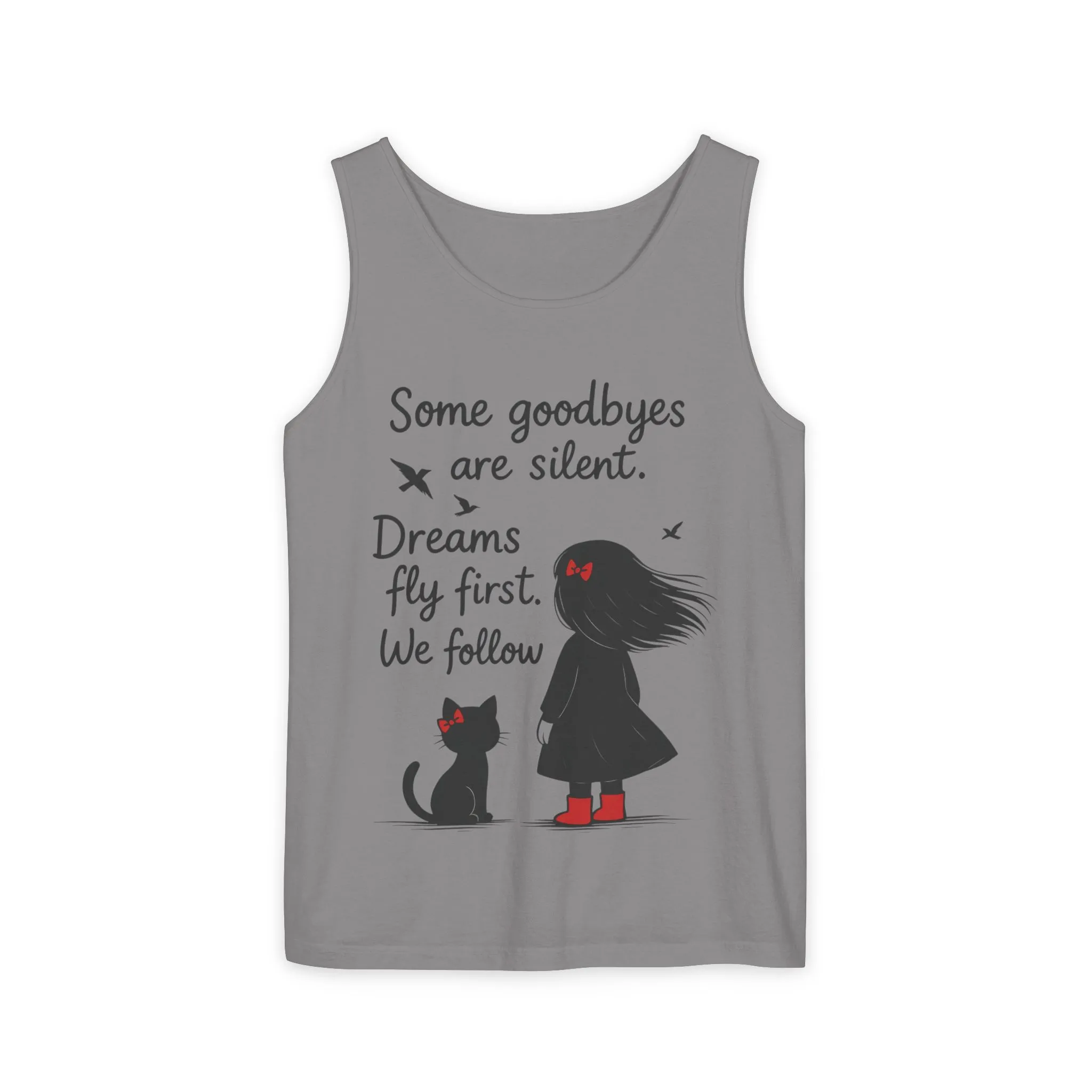 Minimalist Tank Top, Womens Tank, Girl & Cat Art Print, Emotional Lightweight Summer Shirt, Inspirational Apparel, Cat Lover Gift - Image 34