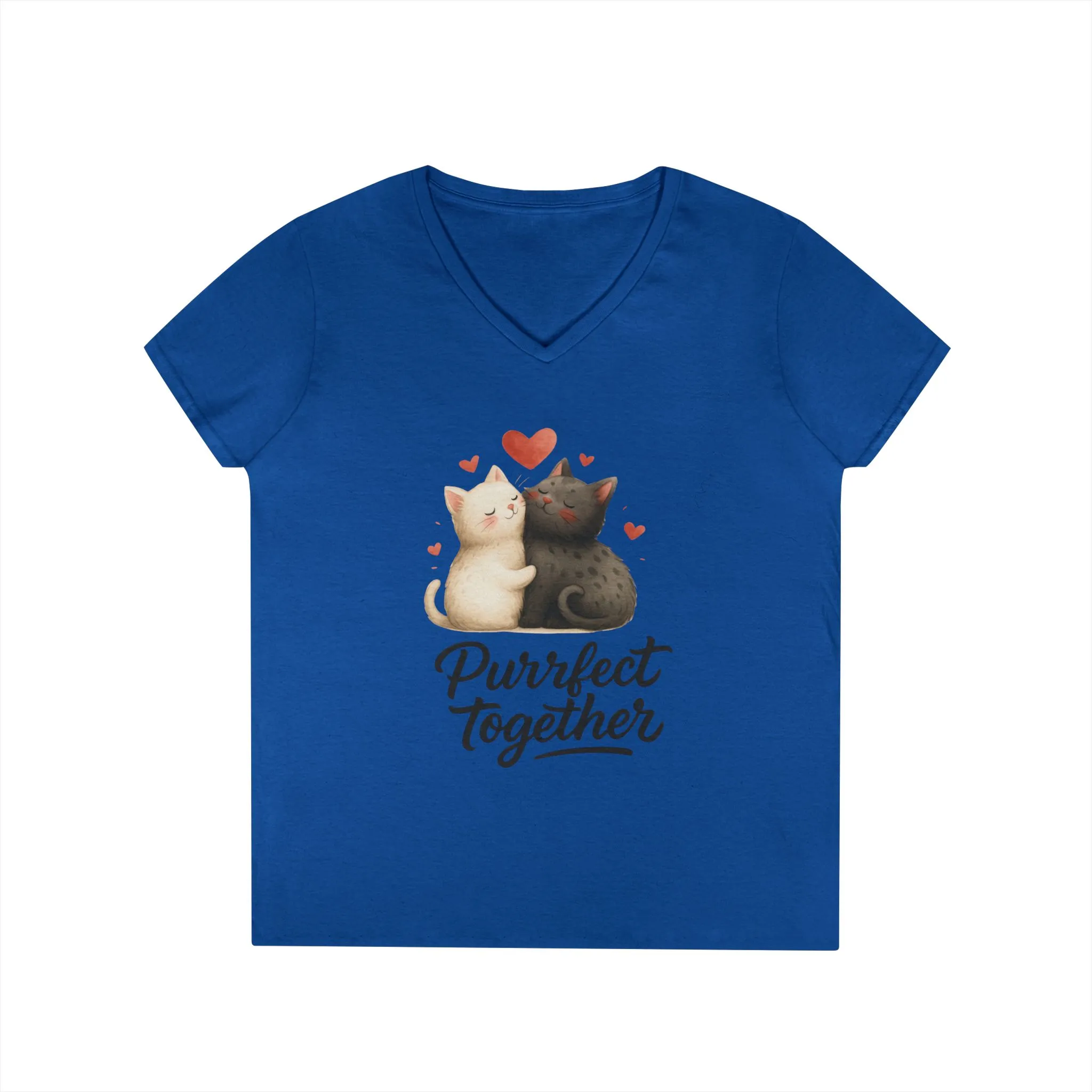 Cute Cat Love V-Neck T-Shirt, Animal Lover Gift, Valentine's Day Shirt, Cat Mom Gift, Cute Graphic Tee - Image 13