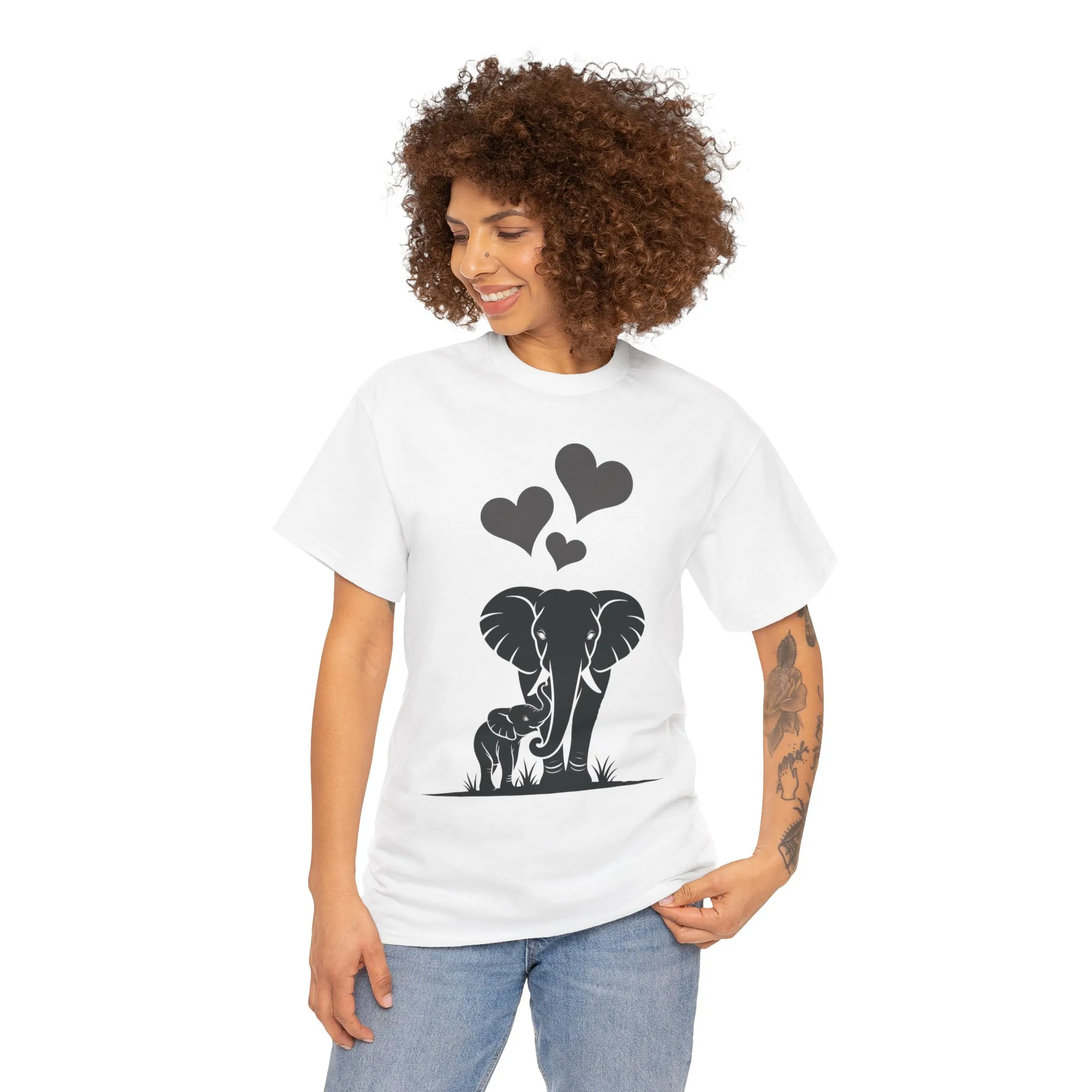 Elephant Mom and Baby T-Shirt, Elephant Love Cotton Tee, Cute Animal Shirt, Animal Lover Gift, Cute Minimalist Elephant Design - Image 29