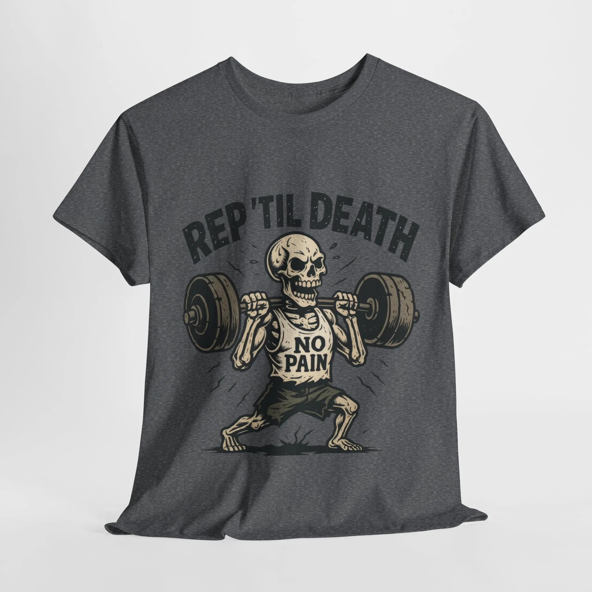 Mens Hardcore Fitness Shirt, No Pain Skeleton Workout Tee, Shirt for Fitness Lovers, Humor Gift for Bodybuilders, Rep Til Death Workout Tee - Image 13