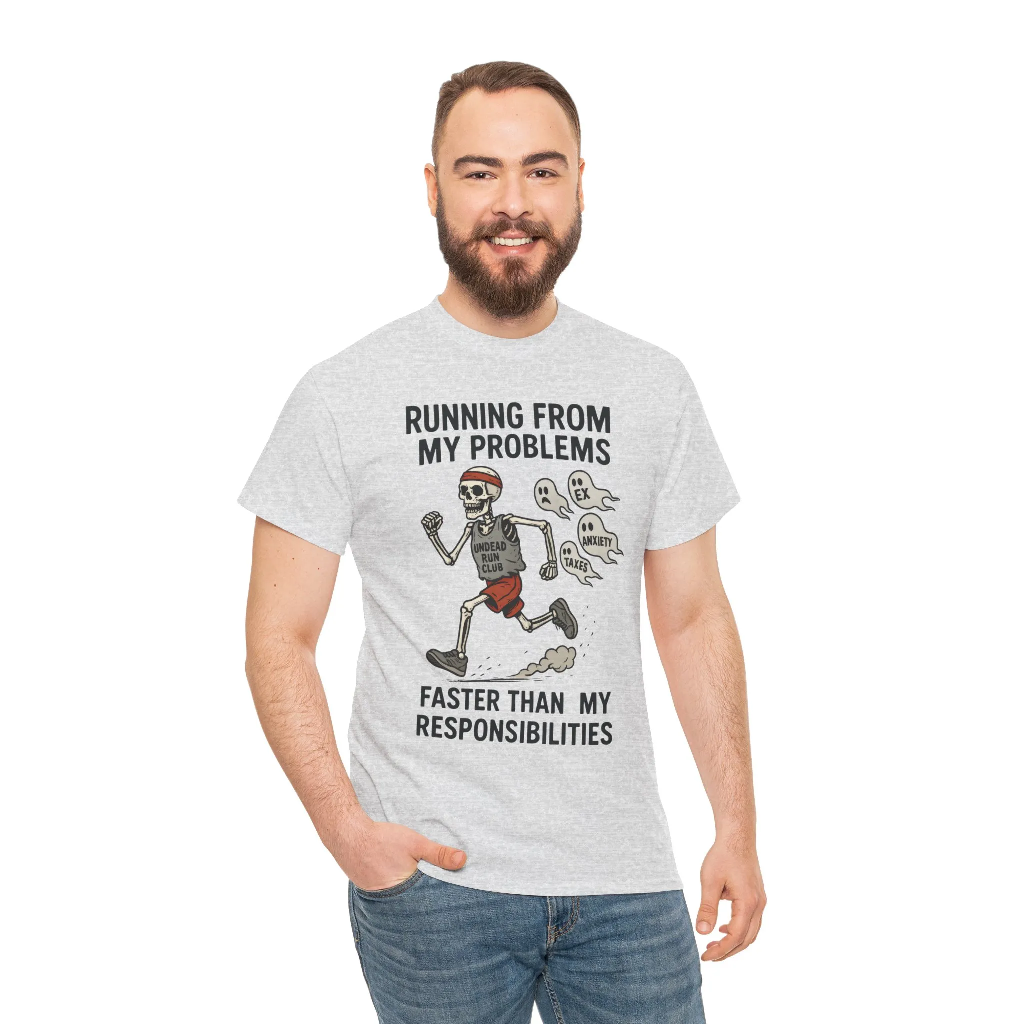 Skeleton Runner Tee for Men, Undead Jogging Club Shirt, Halloween T-Shirt, Gift for Runners, Anxiety Humor Gift - Image 32