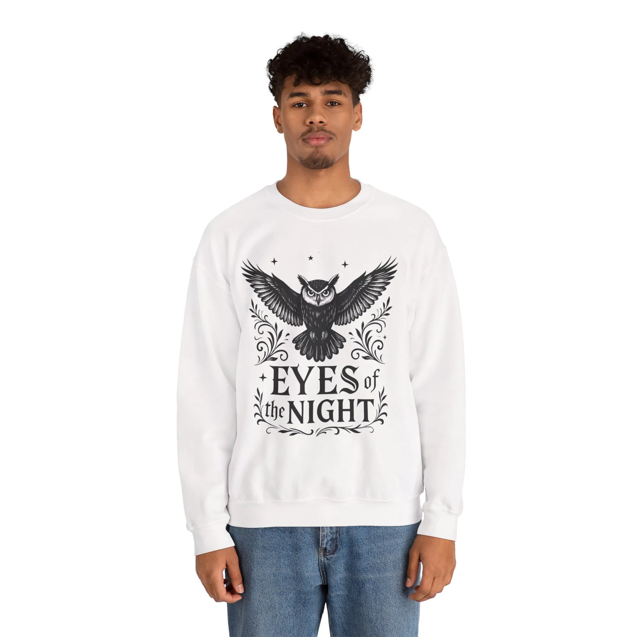 Eyes of the Night Owl Sweatshirt, Mens Dark Gothic Sweatshirt, Mysterious Owl Graphic Pullover, Forest Bird of Night Design, Halloween Gift - Image 7