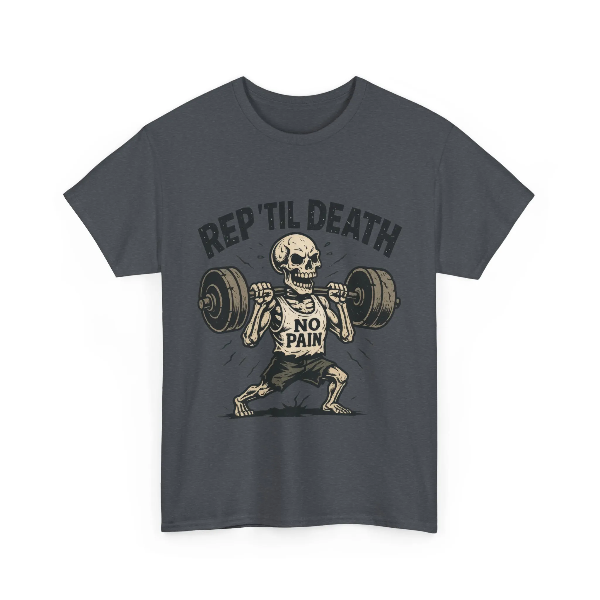 Mens Hardcore Fitness Shirt, No Pain Skeleton Workout Tee, Shirt for Fitness Lovers, Humor Gift for Bodybuilders, Rep Til Death Workout Tee - Image 16
