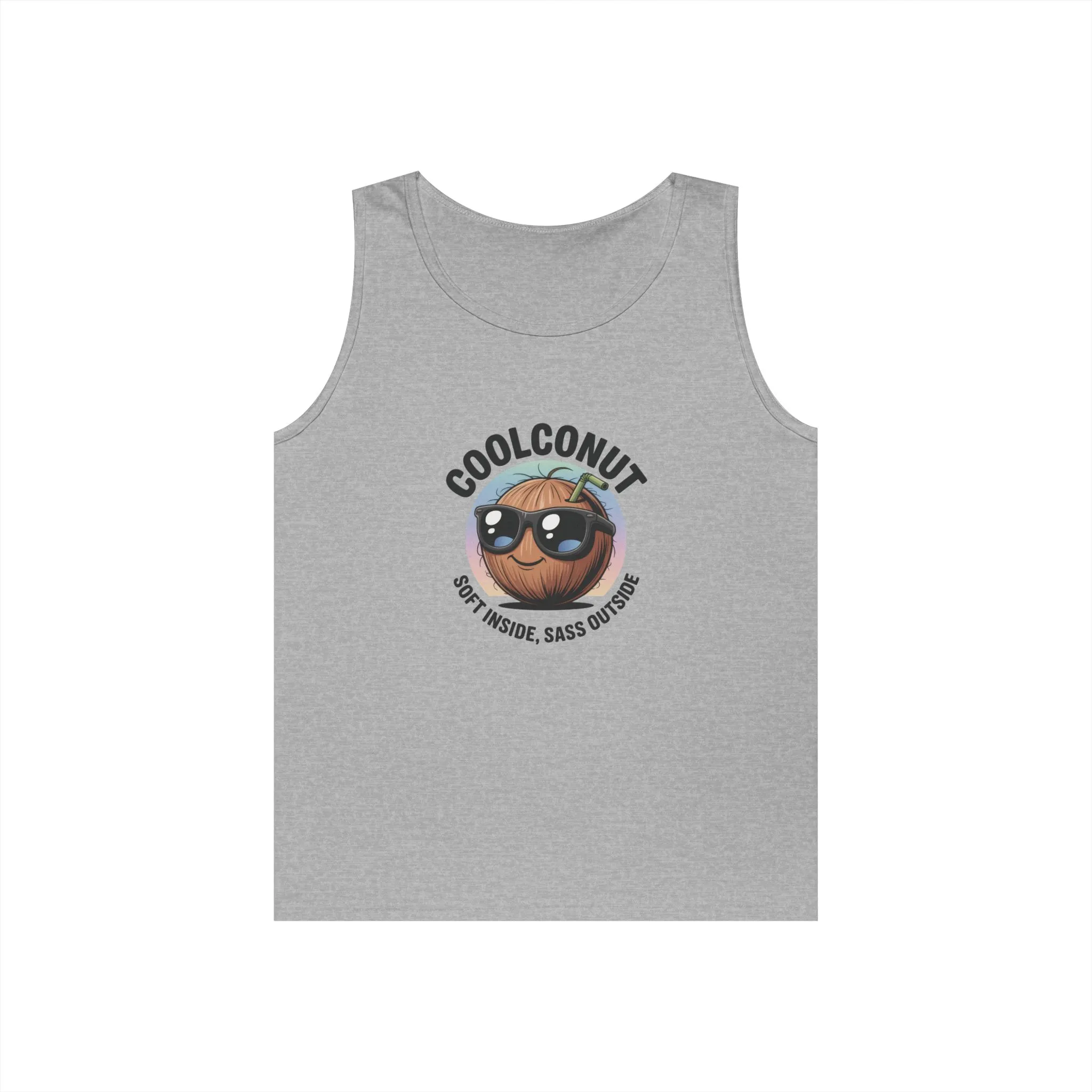 Coolconut Unisex Heavy Cotton Tank Top - Fun Summer Tee, Cute Beach Outfit, Vacation Wear, Gift for Him or Her, Trendy Summer Apparel