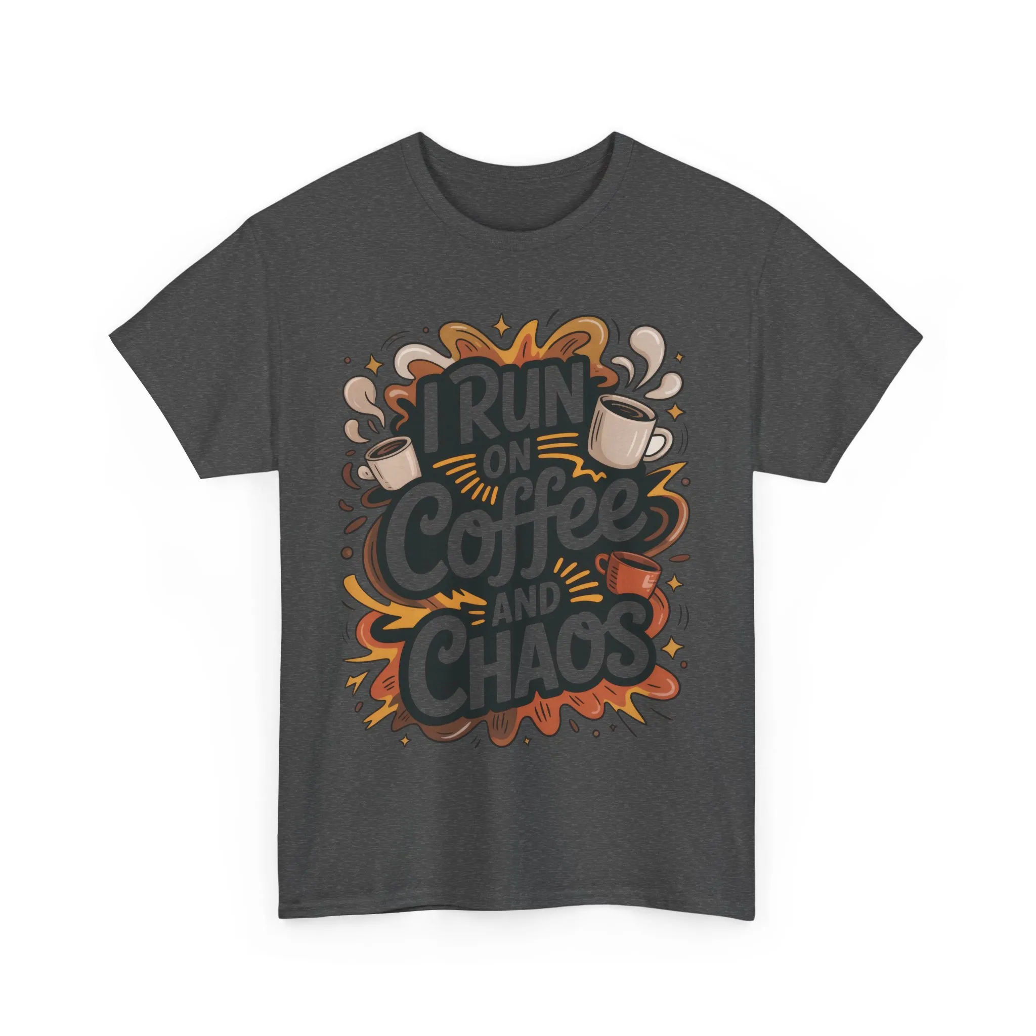 Funny Mens Coffee T-Shirt, I Run on Coffee and Chaos, Caffeinated Chaos Tee for Him, Perfect for Coffee Lovers, , Humor Tee - Image 19
