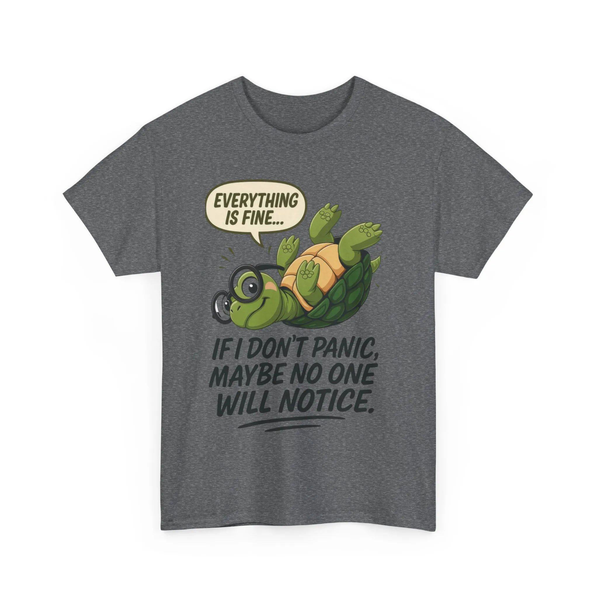 Everything is Fine Turtle Tee, Funny Unisex Cotton Tee, Cute Animal Shirt, Social Anxiety Joke, Great for Humor, Positive message t-shirt - Image 13
