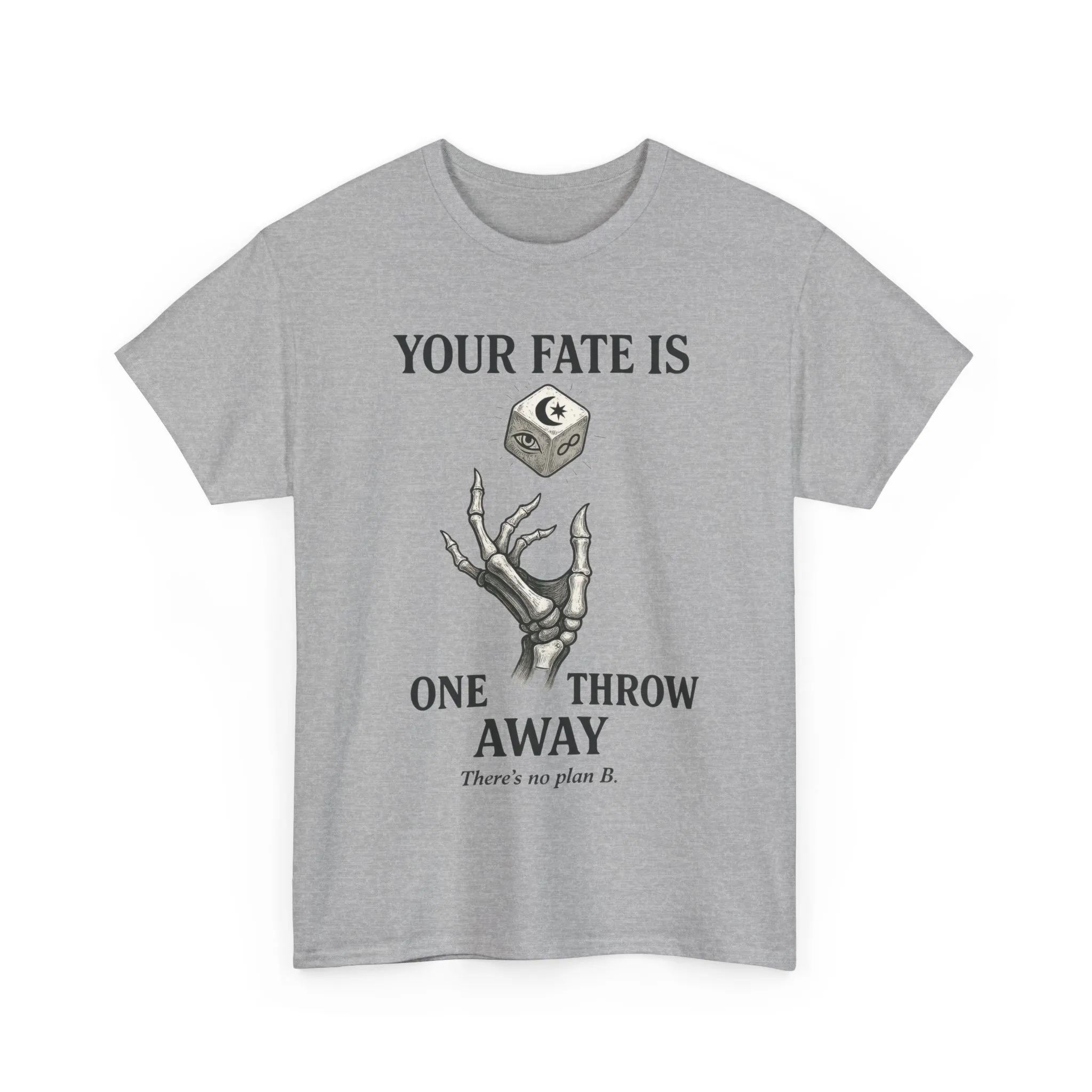 Your Fate Mens Heavy Cotton Tee, Skeleton Dice Graphic T-Shirt, Trendy Gift for Gamers, Gambling Tee, Unique Quote Apparel - Image 2