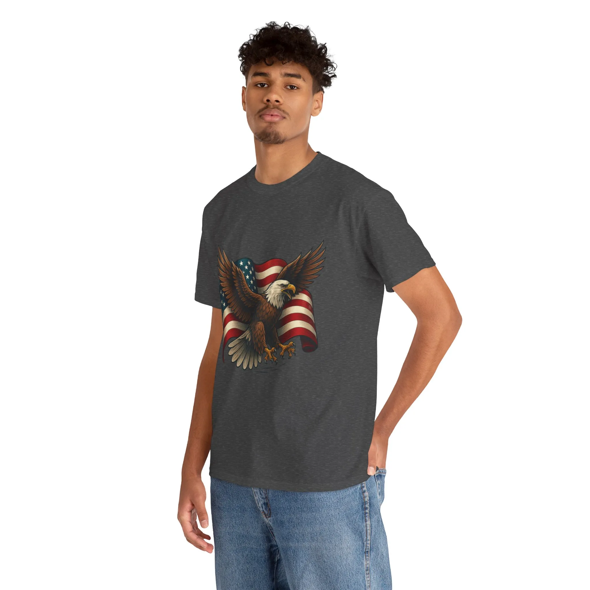 American Eagle Graphic Tee, Patriotic T-Shirt, Fourth of July Apparel, Eagle Love Shirt, Unisex Heavy Cotton Tee - Image 20