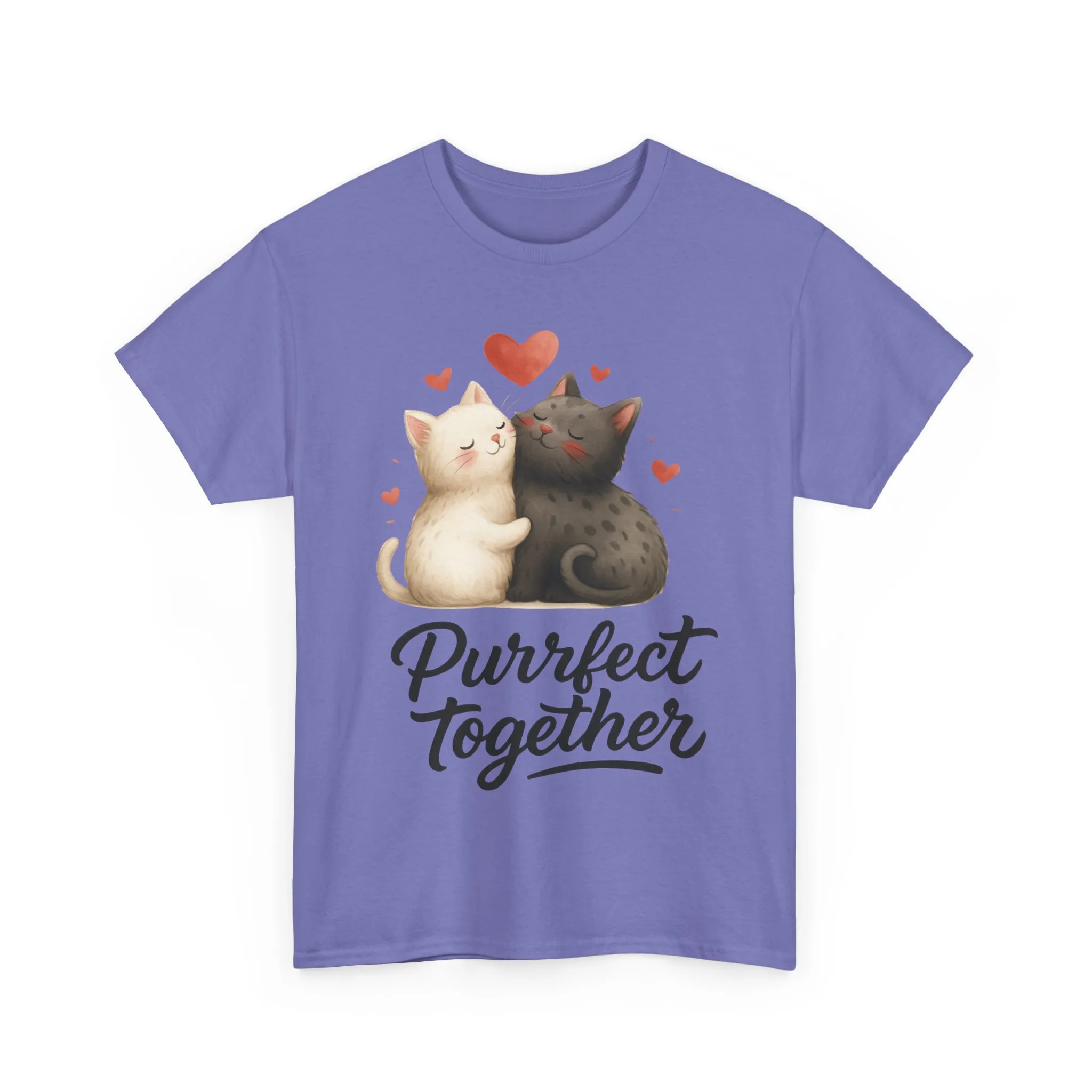 Purrfect Together Cat Tee, Cute Cat Lovers Gift, Funny Animal T-Shirt, Unisex Cotton Graphic Tee, Perfect for Valentine's Day, Pet [...] - Image 19