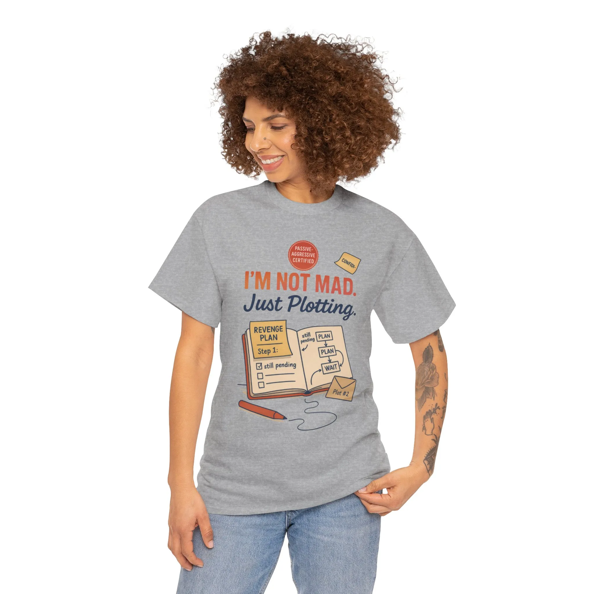 Sarcastic Women's T-Shirt, I'm Not Mad Just Plotting, Funny Passive Aggressive Revenge Tee, Funny Women's Heavy Cotton Tee, Humor Apparel - Image 8